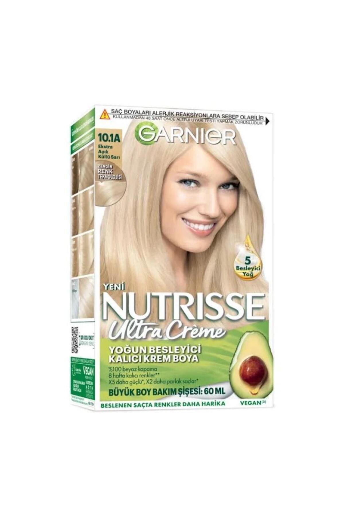 رنگ مو مردانه و زنانه NUTRISSE ULTRA CREME DYE 10 1A خاکستر باز اضافی Garnier