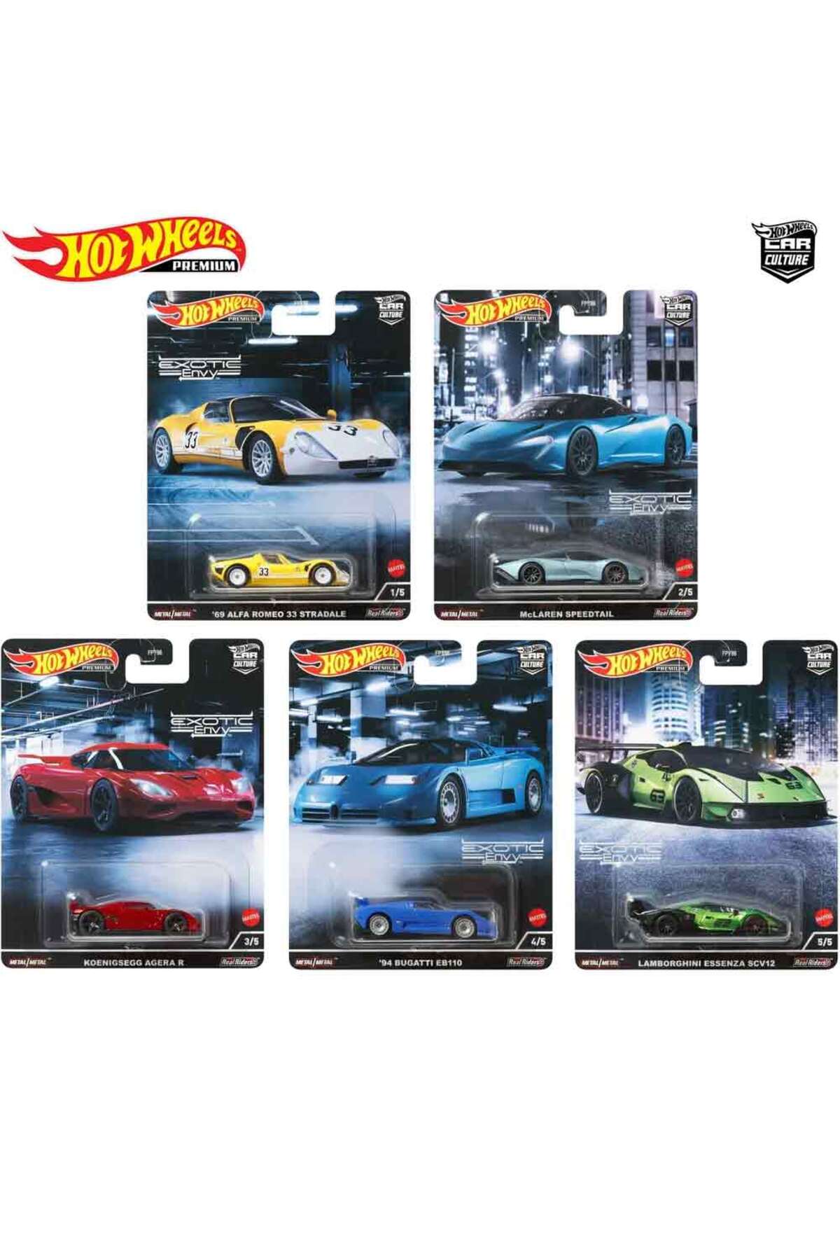 ماشین اسباب بازی CAR CULTURE 2022 EXOTIC ENVY SET 5 عددی FPY86 957M از ترکیه HOT WHEELS