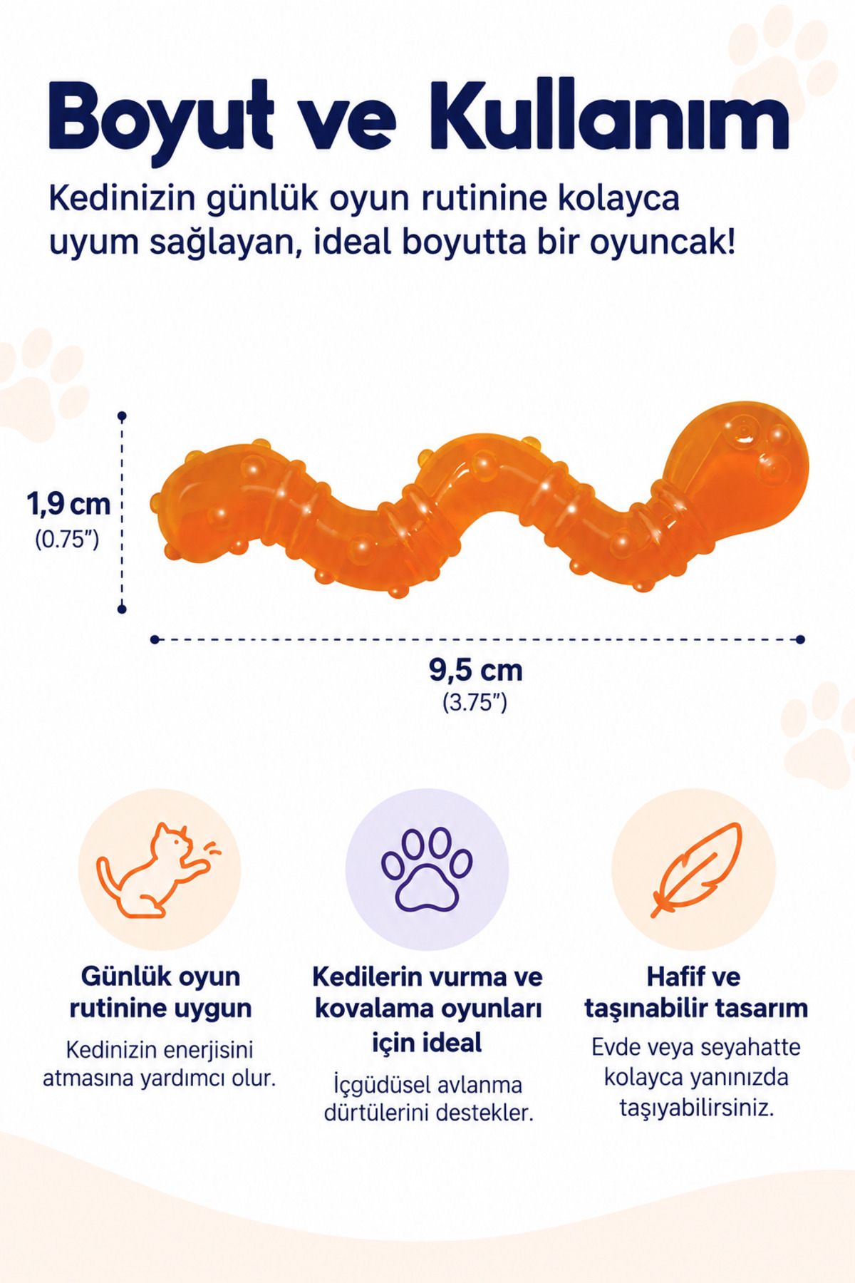 اسباب‌بازی جویدنی گربه پت‌استیجز PetStages مدل Orka Cat Wiggle Worm، کرم‌شکل و با کت‌نیپ
