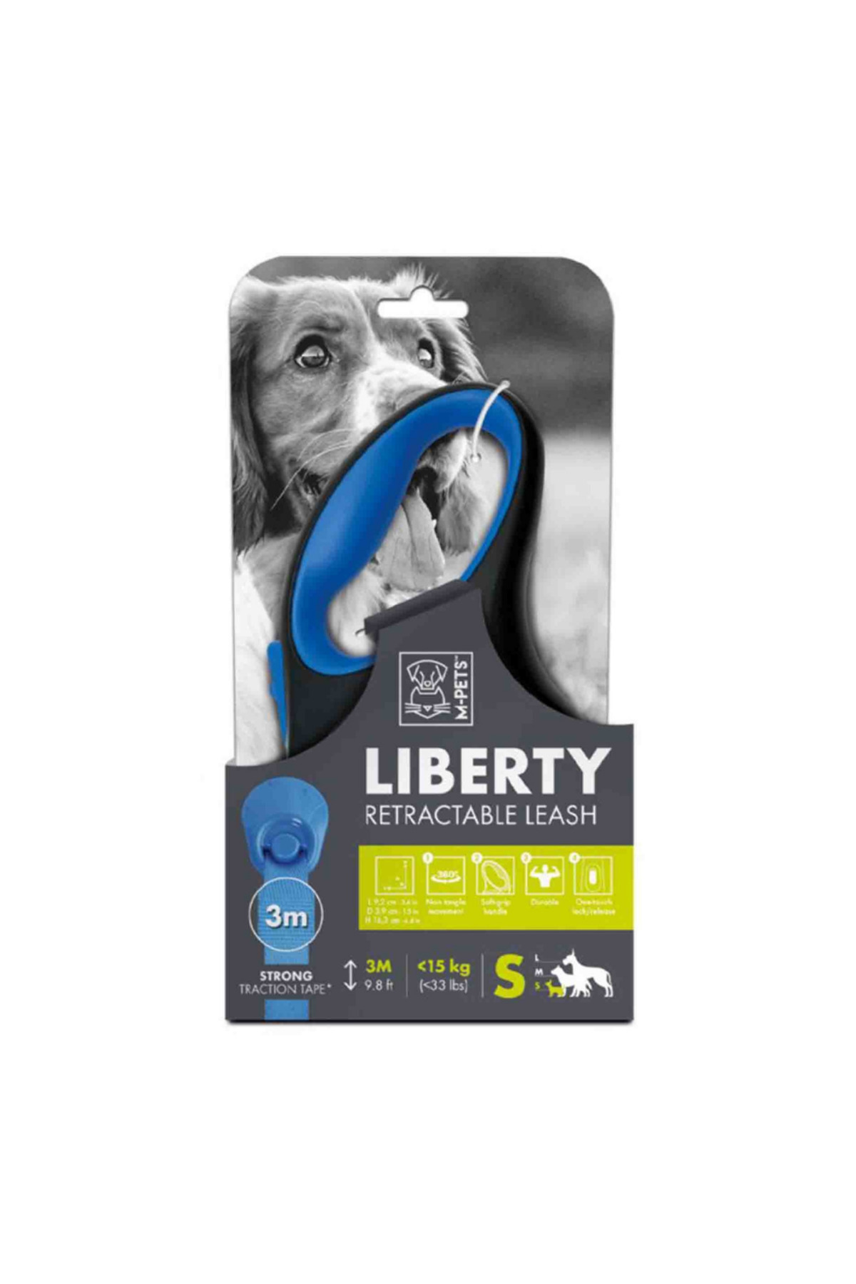 قلاده نواری اتوماتیک سگ Liberty، آبی، 3m، سایز S، ام‌پتس M-PETS