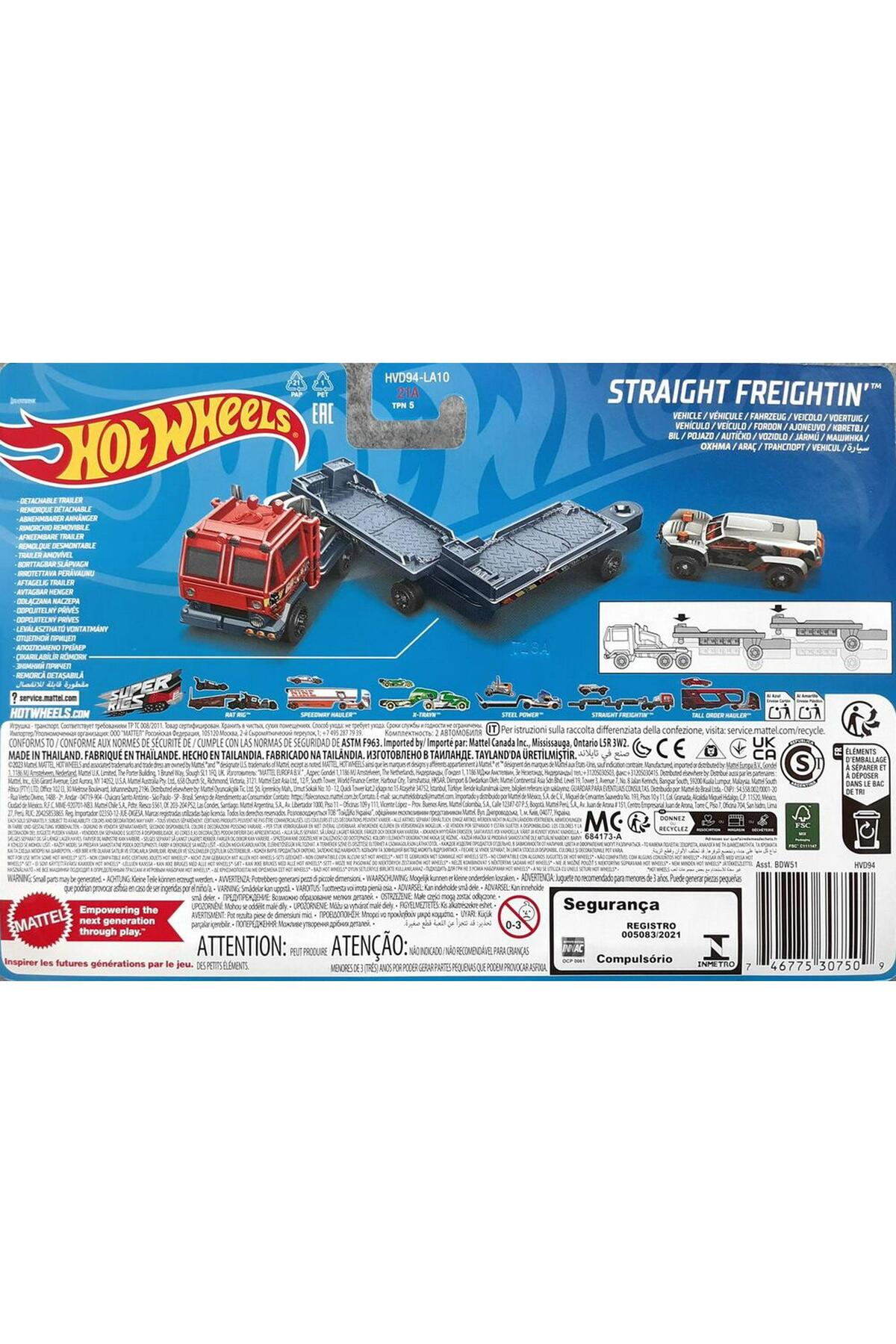 مدل خودرو کامیون های باربری STRAIGHT FREIGHTIN BDW51 HVD94 اورجینال HOT WHEELS