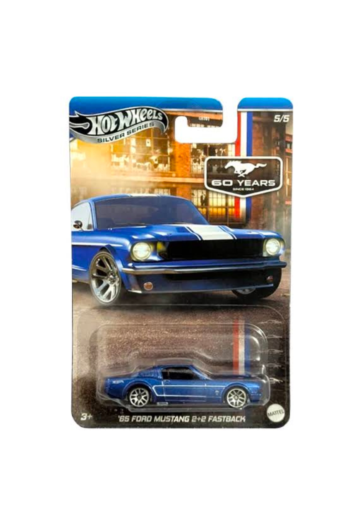 ماشین اسباب بازی '65 FORD MUSTANG 2+2 FASTBACK CHASE سری نقره ای پایه فلزی از ترکیه HOT WHEELS