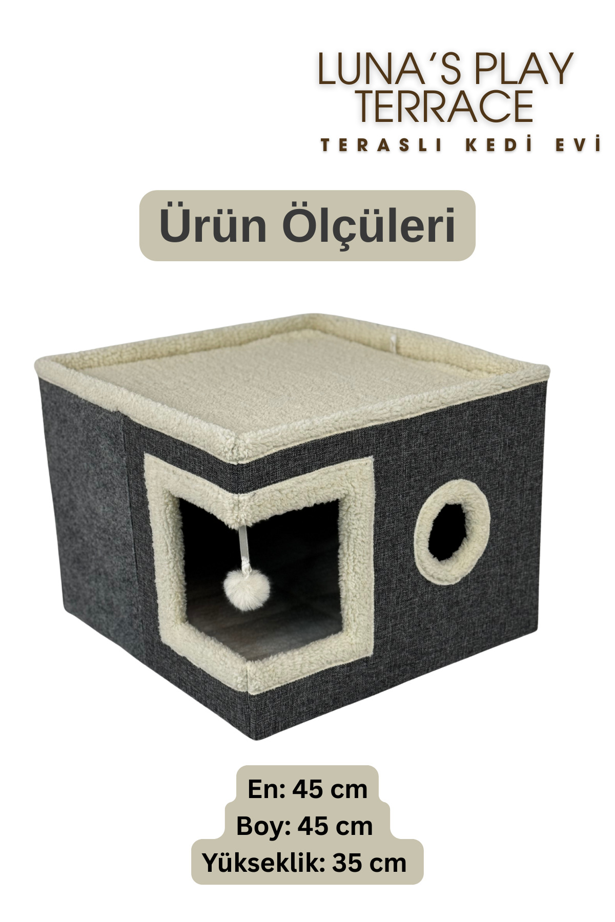 خانه گربه Luna’s Play Terrace از جونگولیکا پت پروداکتس Jungolica Pet Products، مدل JPP81، تاشو و خاکستری