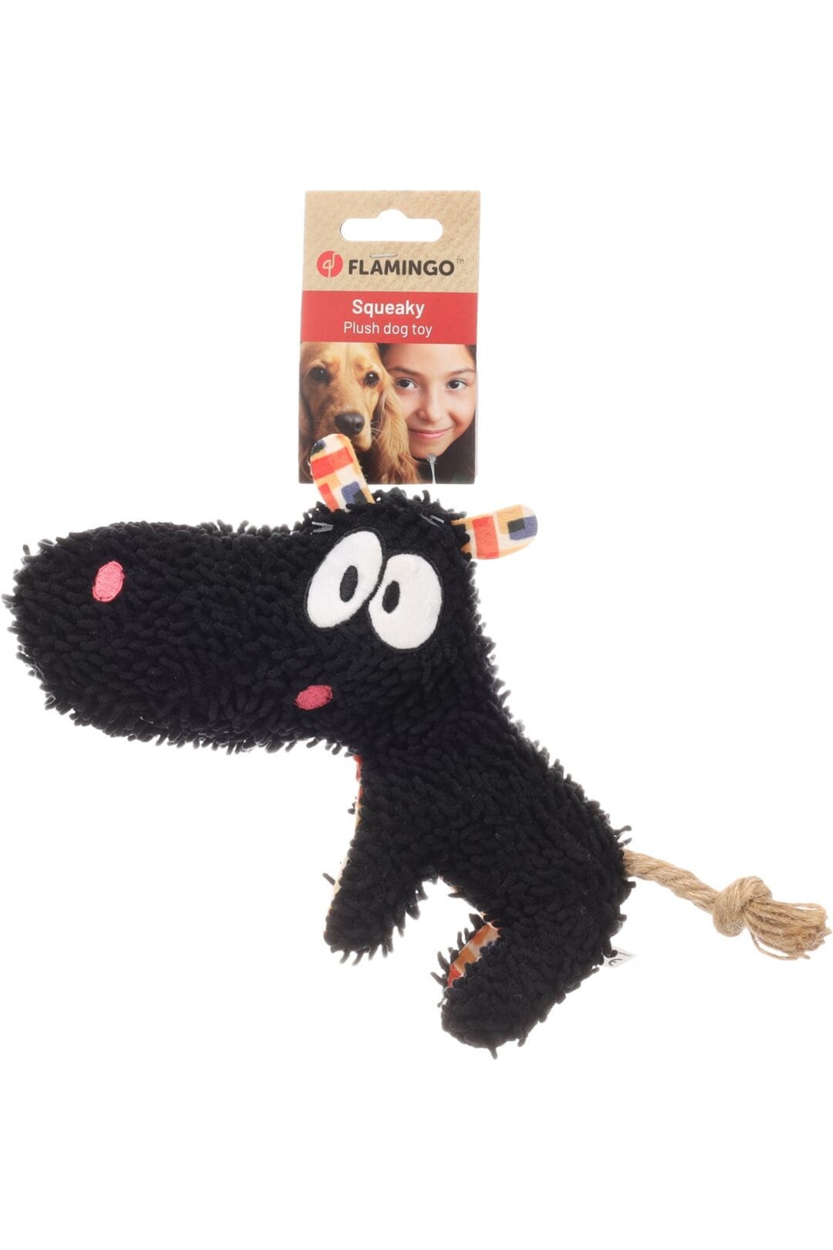 اسباب‌بازی سگ پولیشی اسب‌آبی، صدادار و دارای بند حصیری، فلمینگو Flamingo، سری Saffia سیاه
