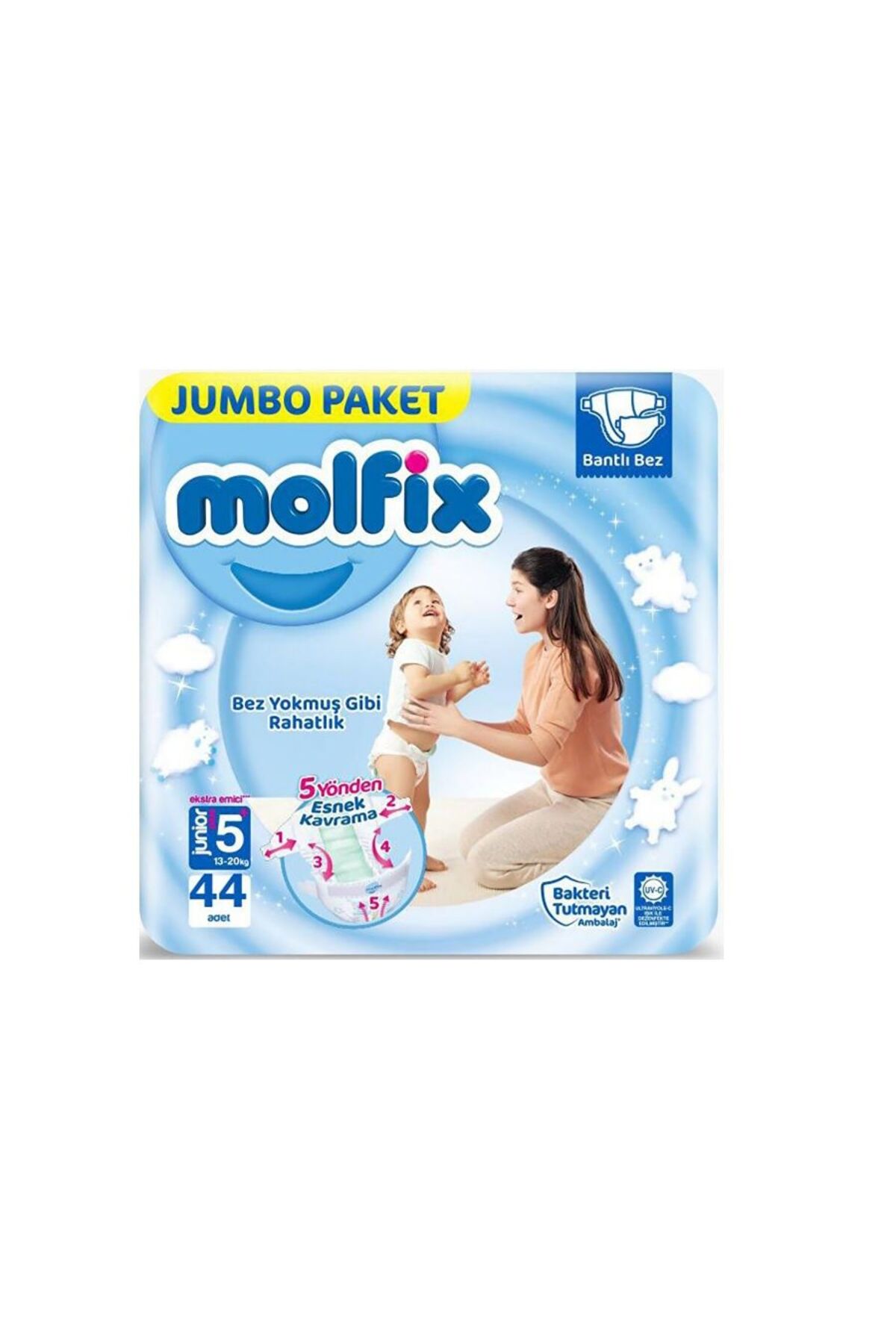 پوشک بچه جونیور پلاس 5+ سایز 44 عدد اورجینال Molfix