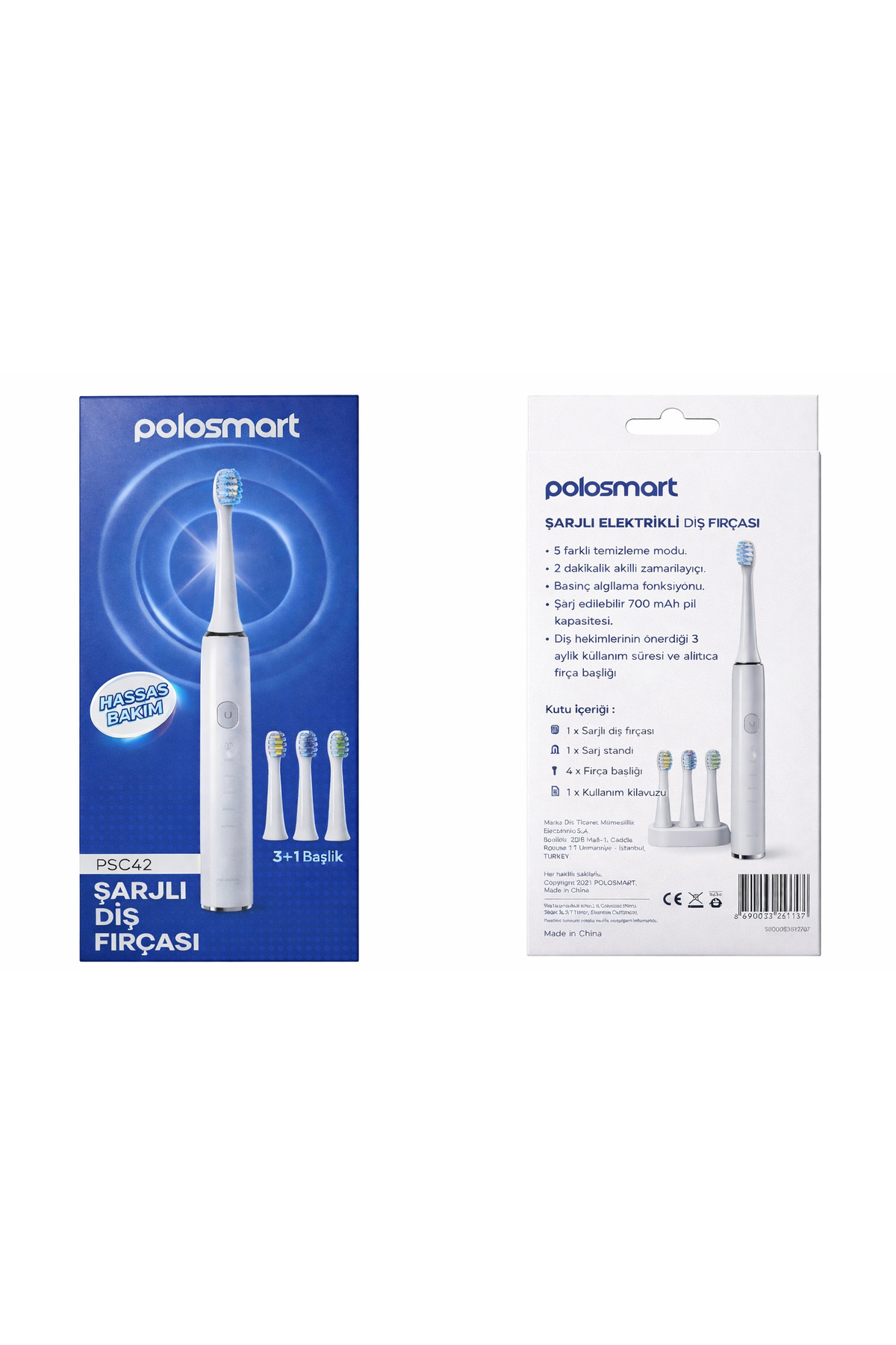 مسواک شارژی قابل شارژ با سر 3+1 اورجینال Polosmart