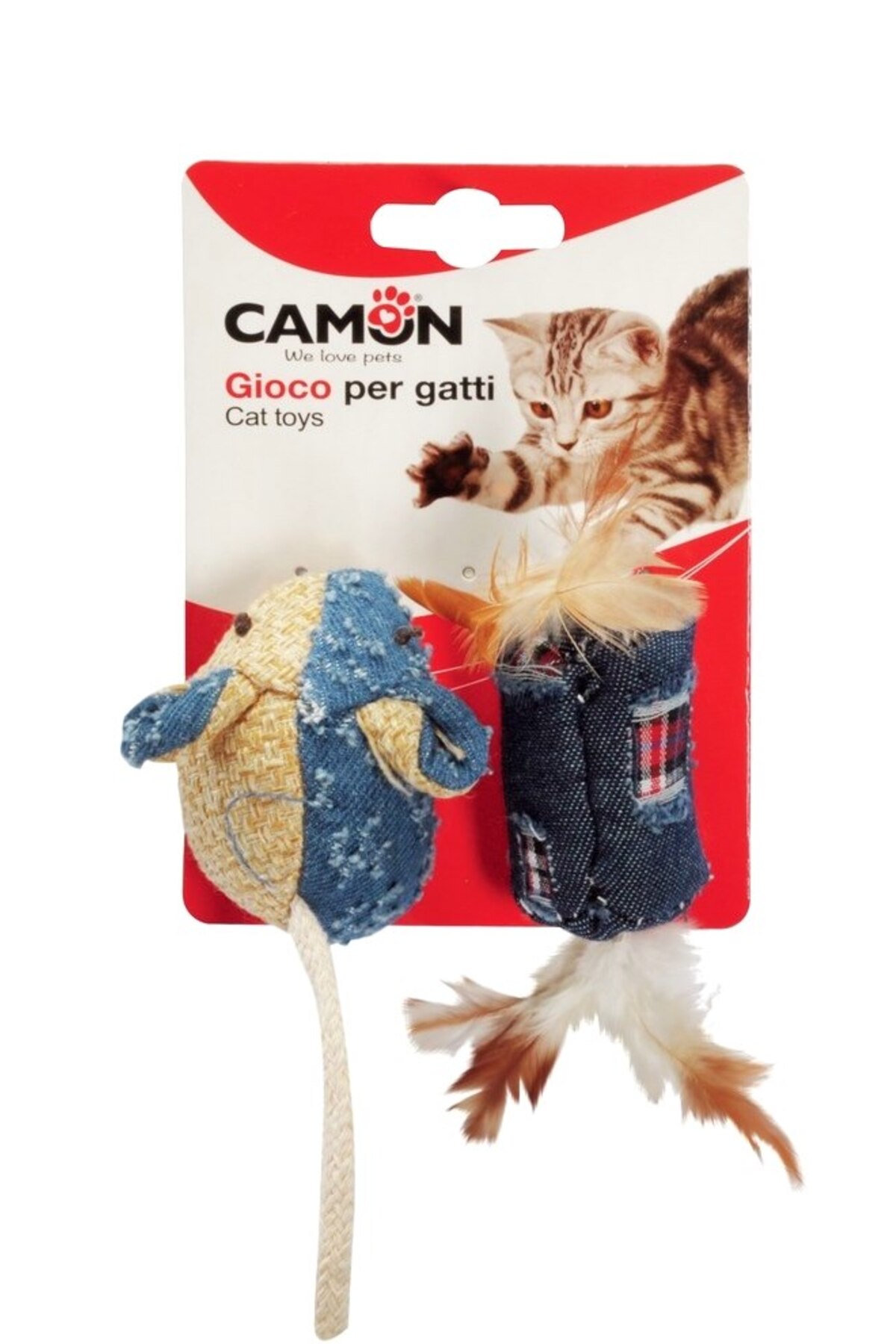 اسباب‌بازی گربه پارچه‌ای موشی با کلاه سیلندری، ۲ عددی کامون Camon چندرنگ