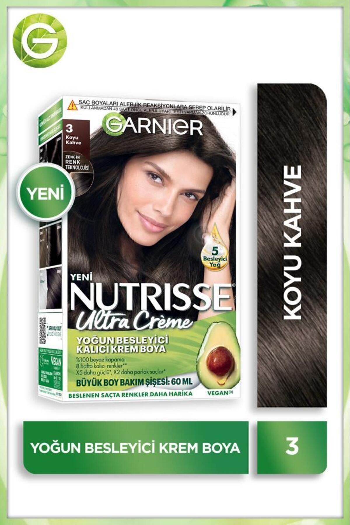 Garnier رنگ مو کرمی دائمی تغذیه‌ای غنی نوتریس 3 قهوه تاریک