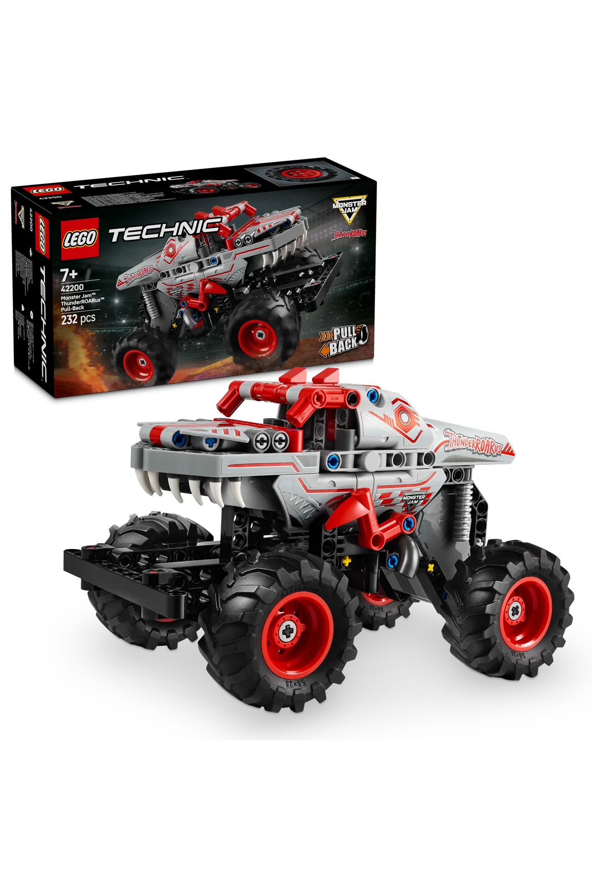 لگو و اسباب بازی های ساخت محور ® TECHNIC MONSTER JAM™ THUNDERROARUS™ PULL AND RELEASE 42200 ست ساختمان مدل 7+ 232PR اورجینال LEGO