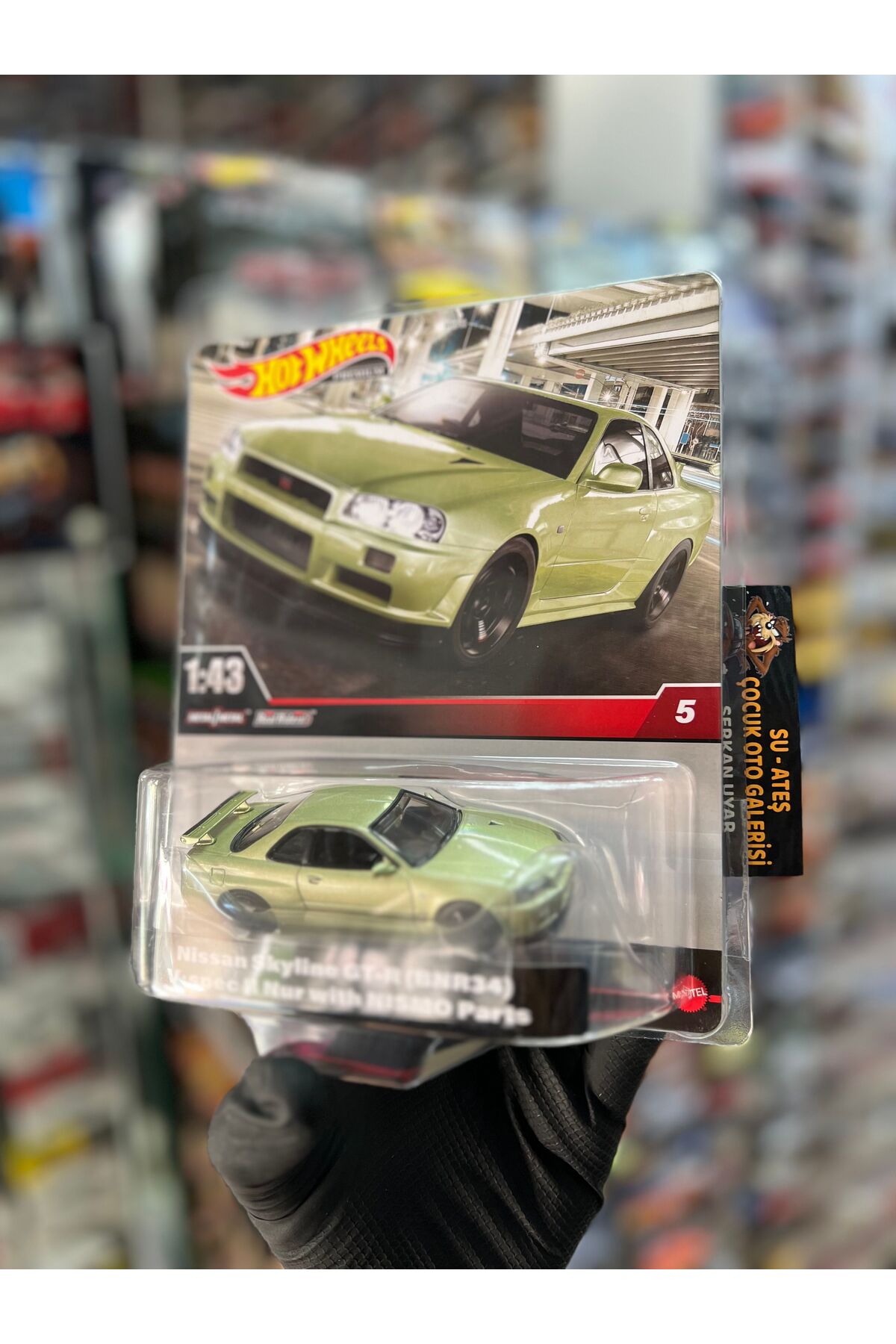 ماشین اسباب بازی 1.43 نیسان اسکای لاین GTR34 سبز از ترکیه HOT WHEELS