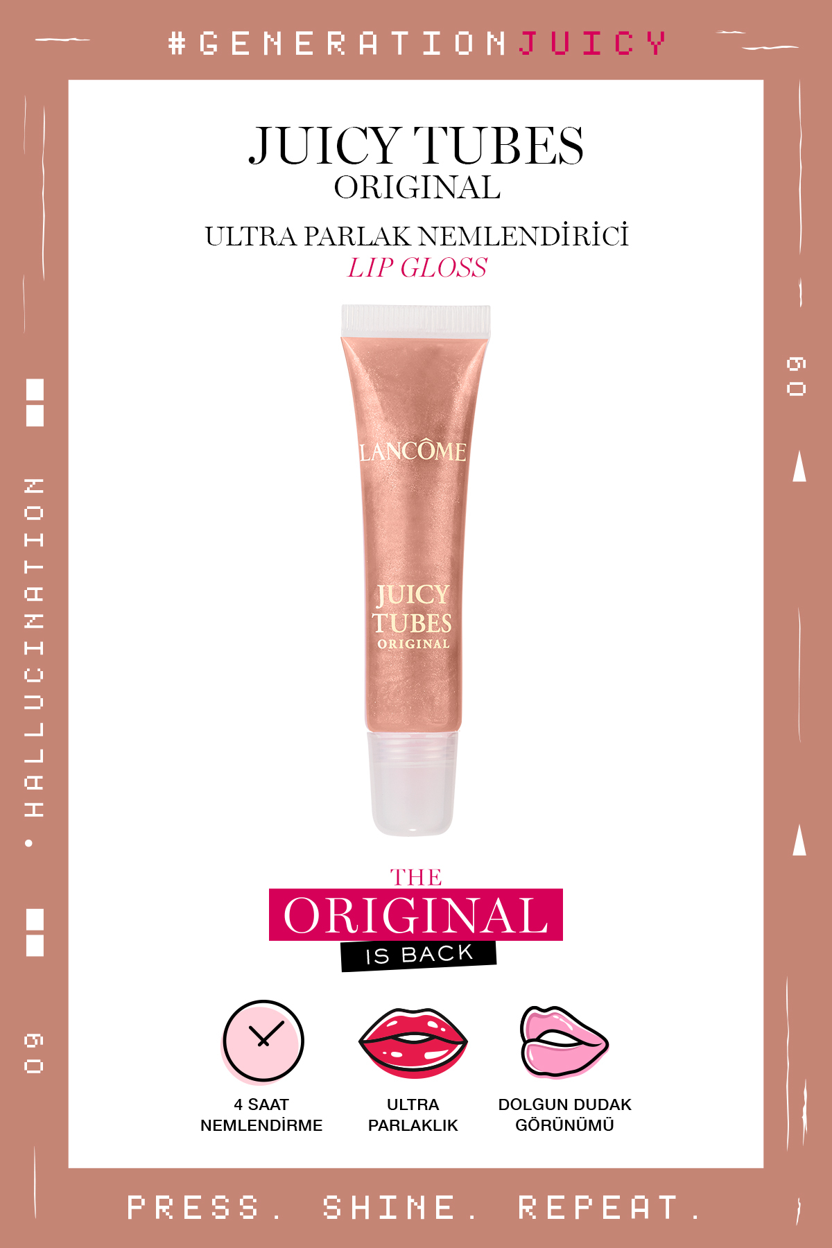 رژ لب لوله های آبدار براق 09 توهم 3605972352484 Lancome