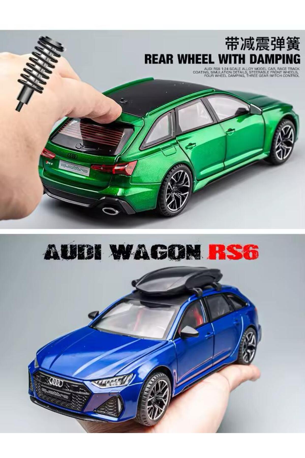 مدل خودرو آئودی RS6 WAGON STATION DIECAST ماشین باز کردن درب های بدون باتری آبی دقیقا اورجینال scntoys