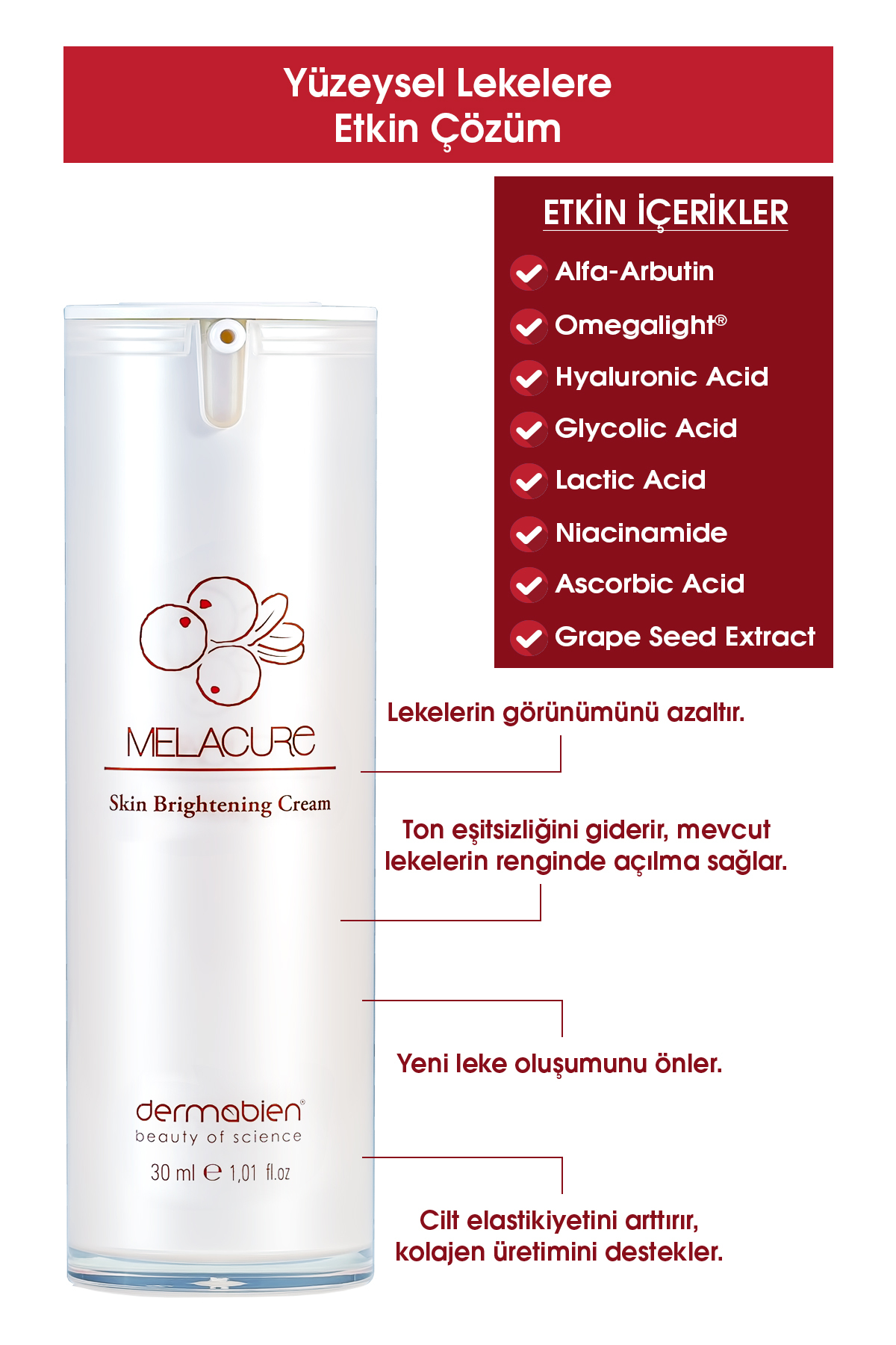 Dermabien کرم روشن‌کننده پوست ملاکور ۳۰ میلی‌لیتر