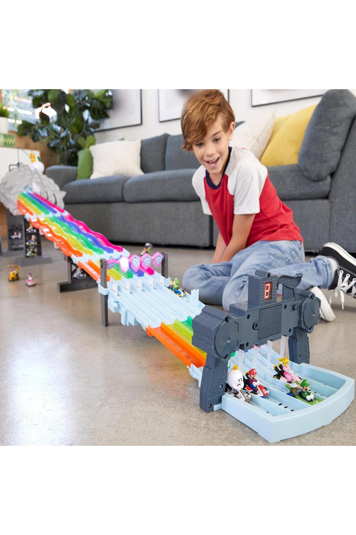 ماشین اسباب بازی کارت ماریو با 2.5 متر بزرگ باند فرودگاه HOTEELES MARIOKART BIG RACING PI هات ویلز اورجینال HOT WHEELS
