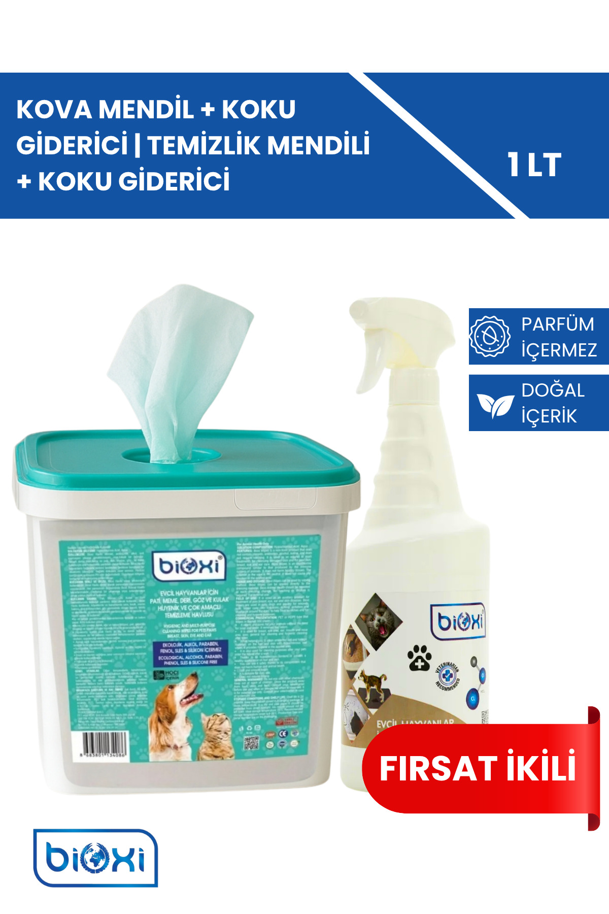 بوبر و ضدعفونی‌کننده بدون عطر خاک گربه بیوکسی Bioxi، بسته ۲ عددی