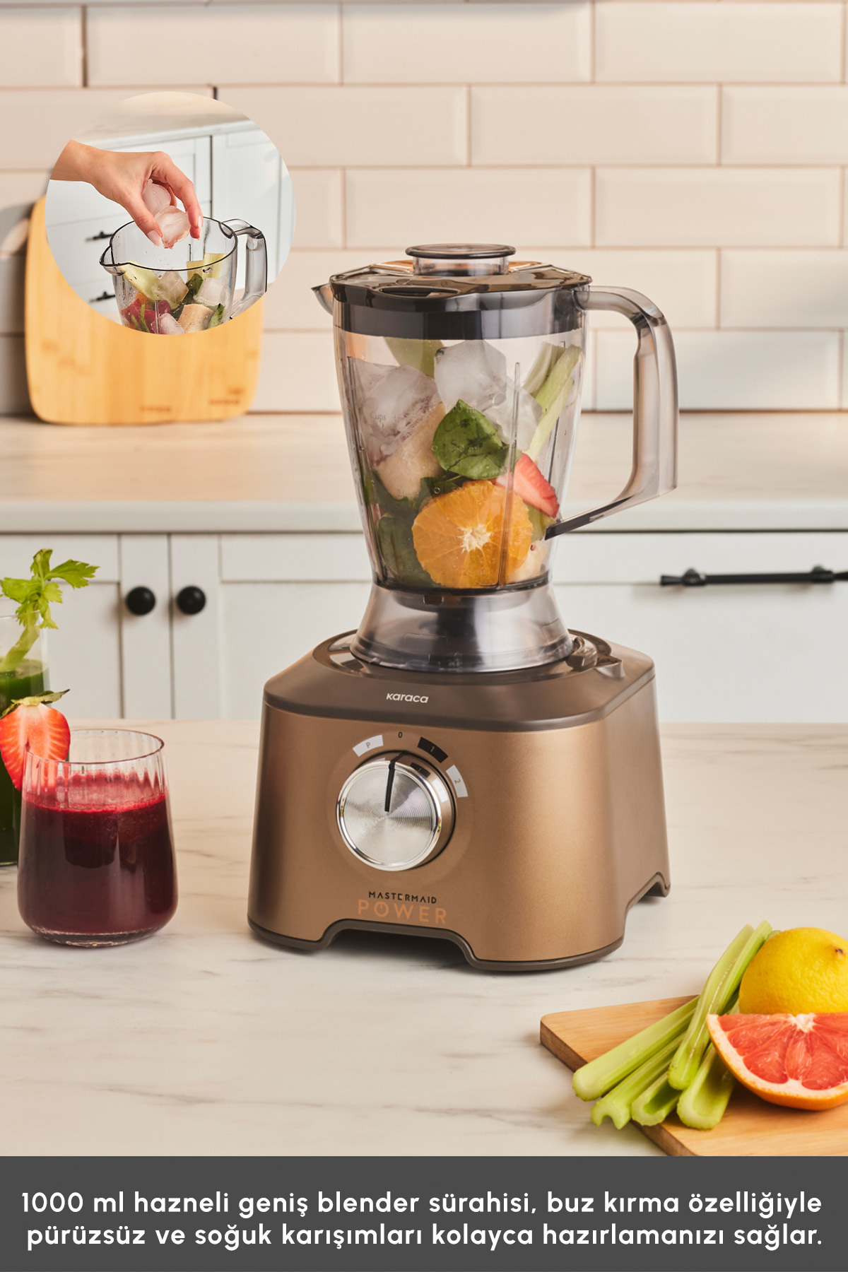 ست مخلوط کن غذاساز 2000 واتی MULTIFUNCTIONAL MASTERMAID POWER 10 IN 1 WALNUT BROWN اورجینال Karaca