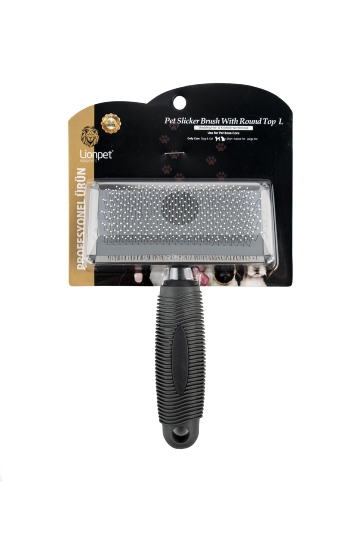 شانه گربه و سگ لیون پت Lion Pet مدل ln-5047 gri، سایز Large، نوک مهره‌ای