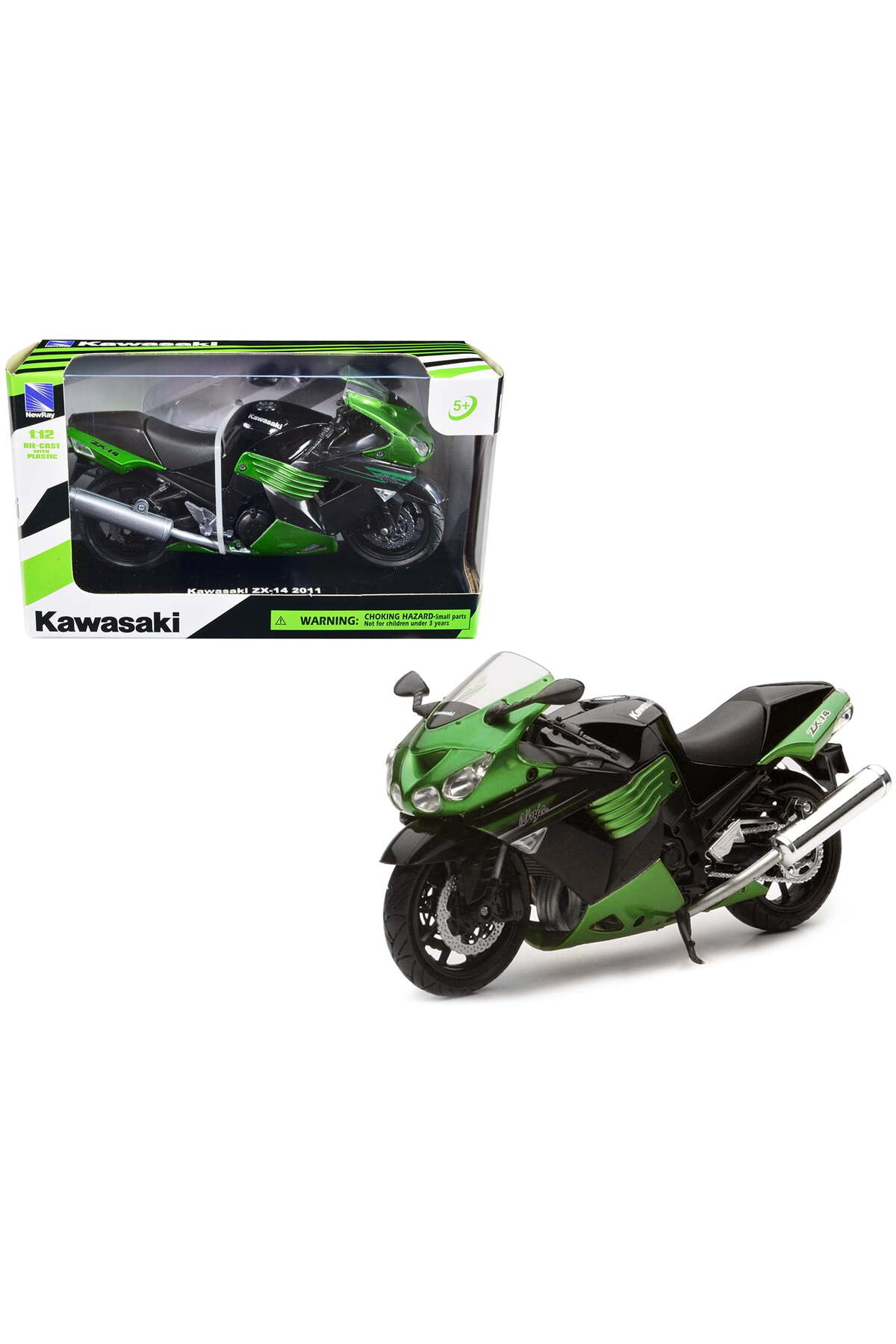 مدل خودرو 2011 KAWASAKI ZX 14 NINJA GREEN MOTORCYCLE MODEL 1 12 BY NEW RAY اورجینال Sunman