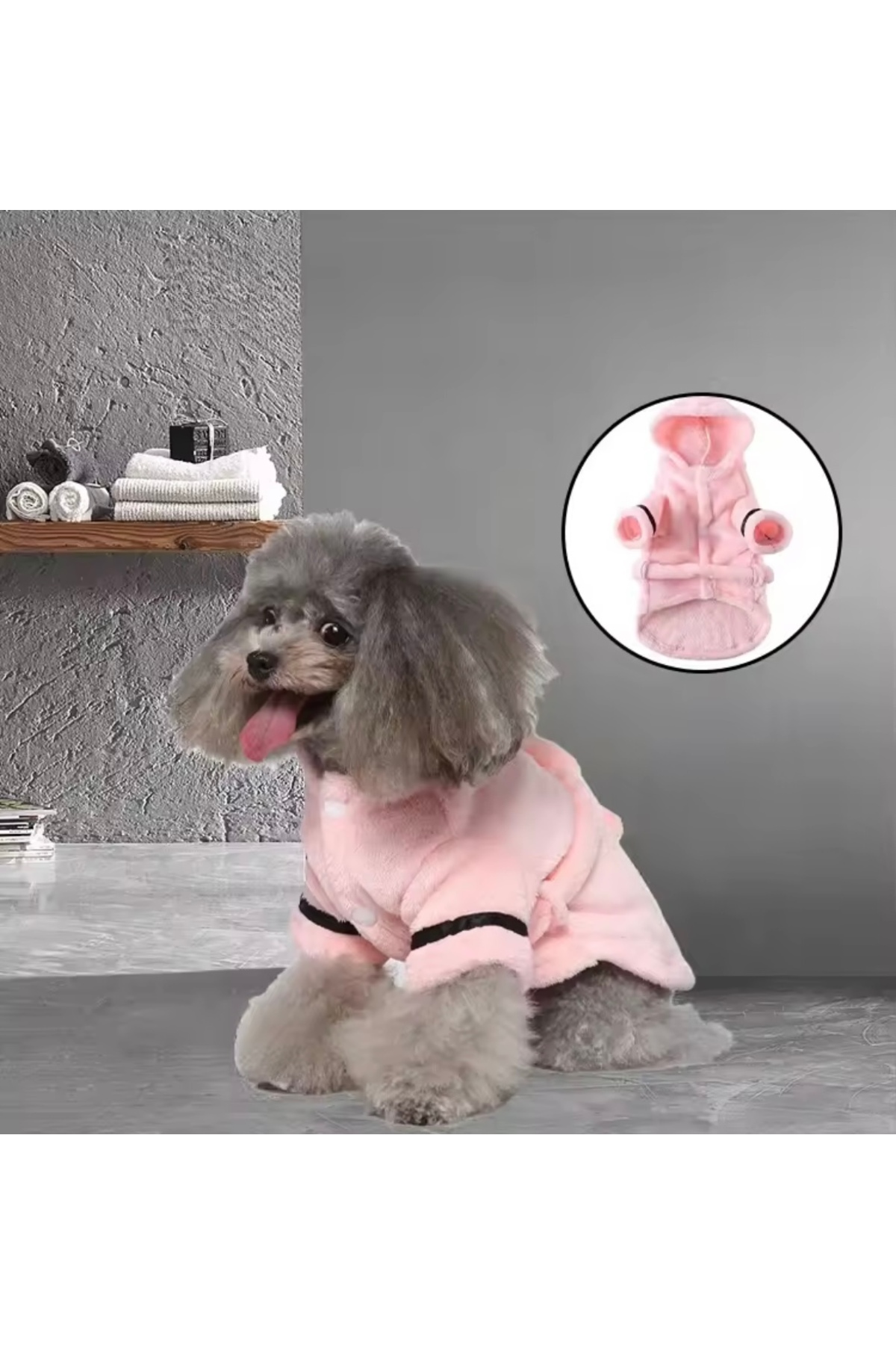 حوله‌تن‌پوش کلاه‌دار سگ و گربه ایدا لاکچری بیوتی EDA LUXURY BEAUTY مدل BON07 صورتی