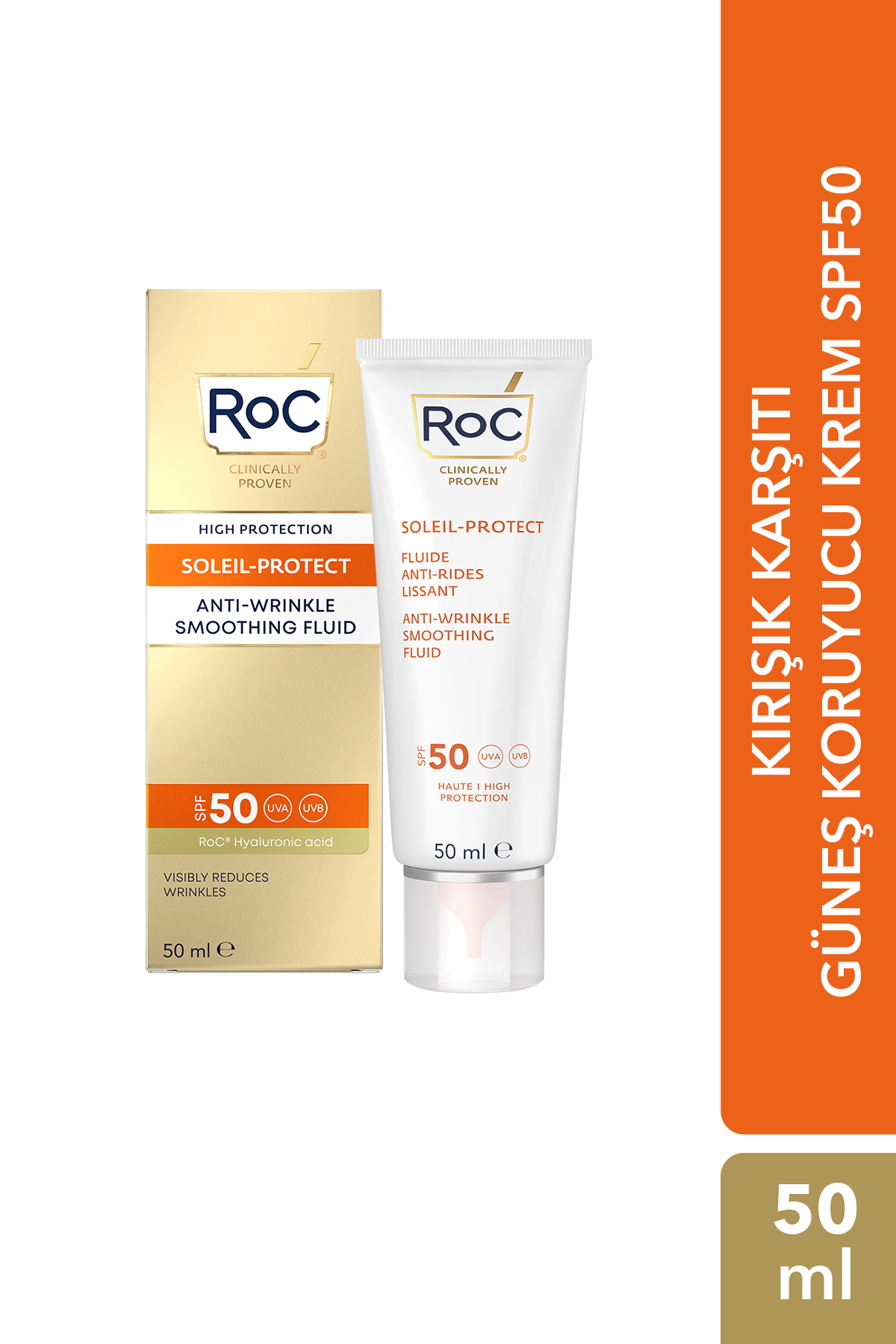 Roc کرم ضد چروک ضد آفتابی صورت SPF50 + 50 میلی لیتر