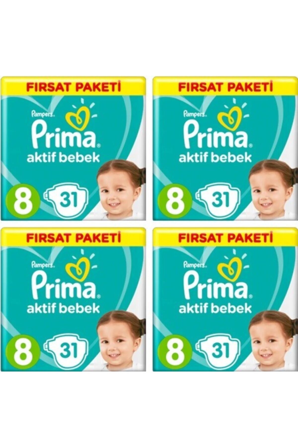 پوشک بچه اکتیو بیبی سایز 8 17+ کیلوگرم 31 عدد اورجینال Prima