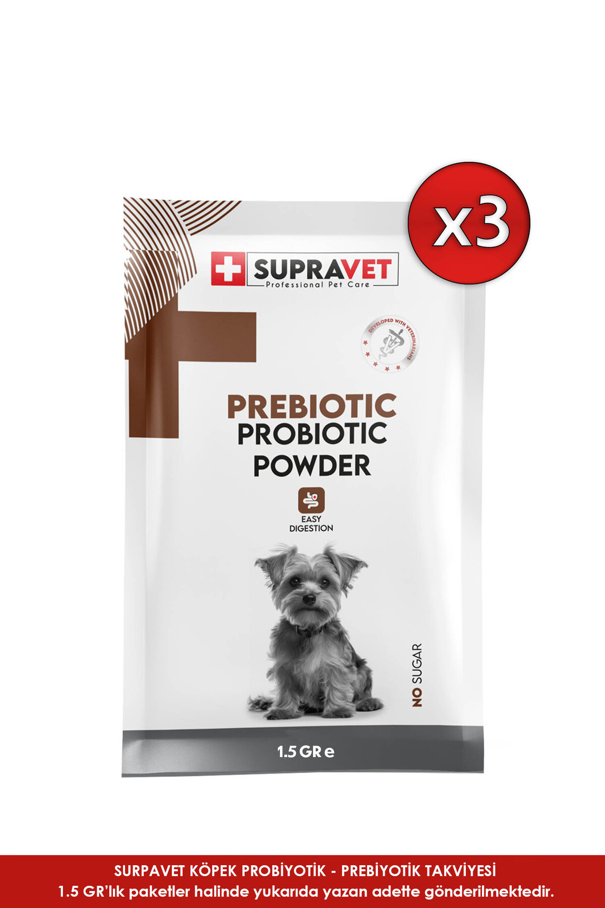 پودر پروبیوتیک و پری‌بیوتیک سگ سوپراوت Supravet، ۱٫۵ گرم × ۳ عدد 1.5 Gr