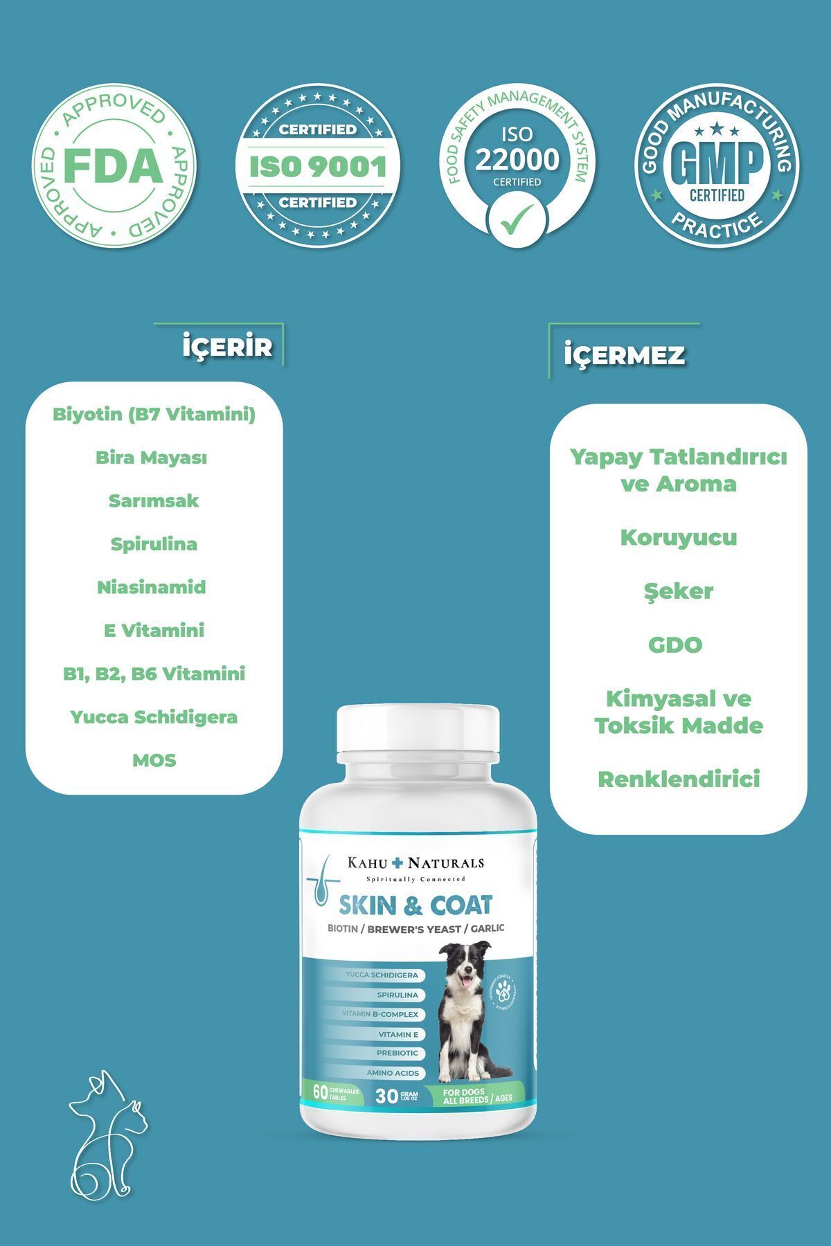 مکمل پوست و موی سگ کاهو نچرالز اسپیریچوالی کانکتد Kahu Naturals Spiritually Connected، ۶۰ قرص