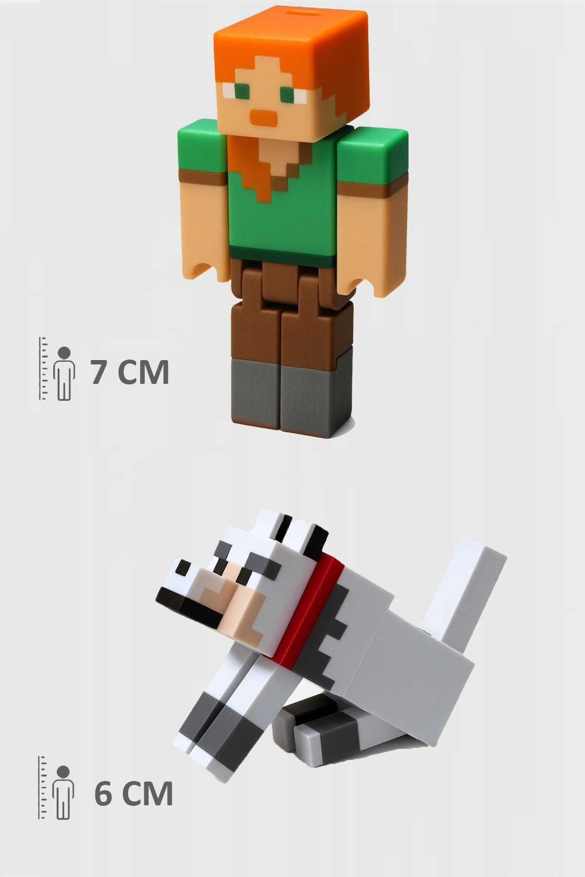 اسباب بازی های فیگور دیگر MINECRAFT ALEX و WOLF DOG DENNIS SET MOVABLE JOINTED FigürDizayn