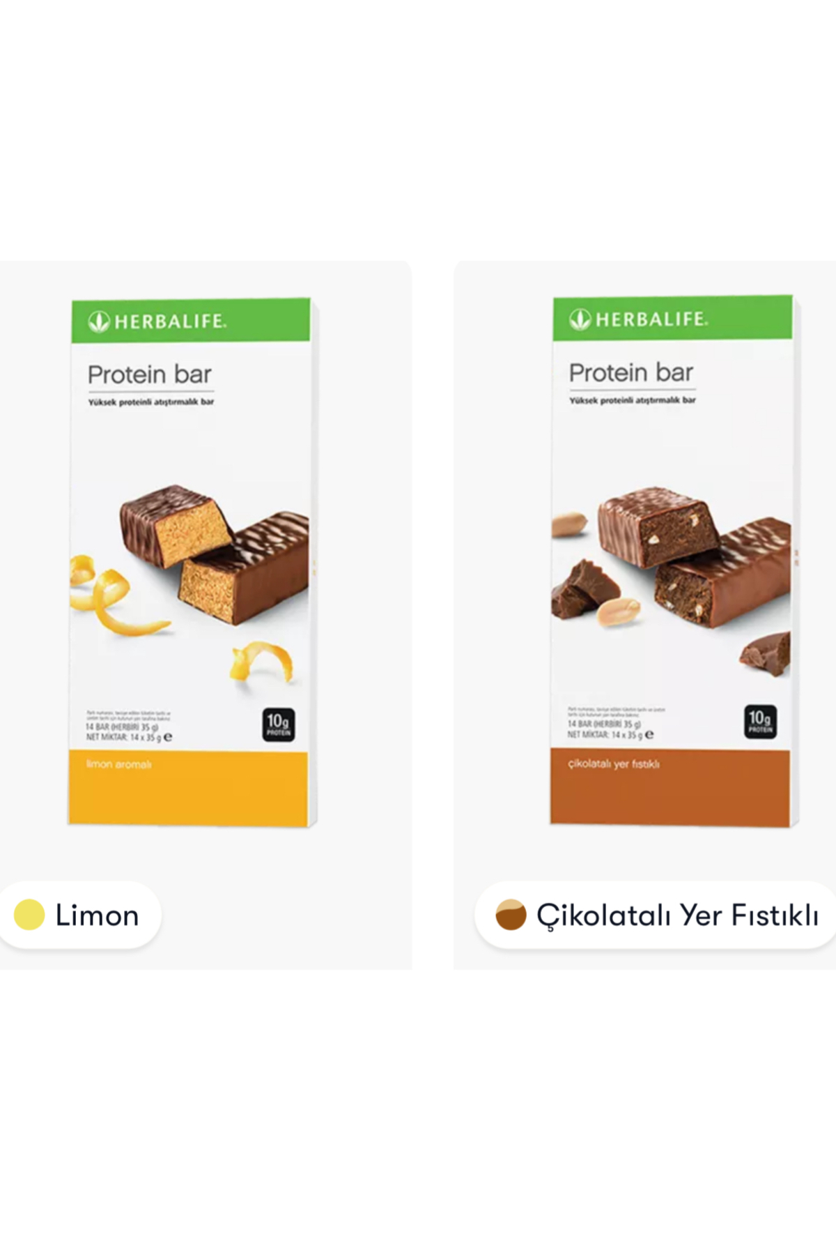 پروتئین بار نوار پروتئینی 14 عدد لیمو و بادام زمینی شکلاتی اورجینال Herbalife