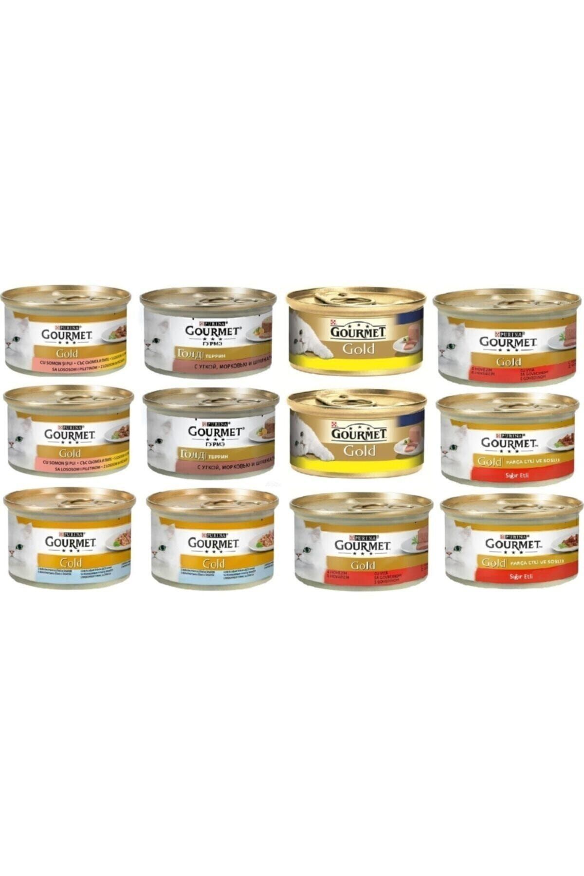 کنسرو غذای گربه گورمت Gourmet Purina Gold مخلوط، ۱۲ عددی، هر قوطی ۸۵ گرم