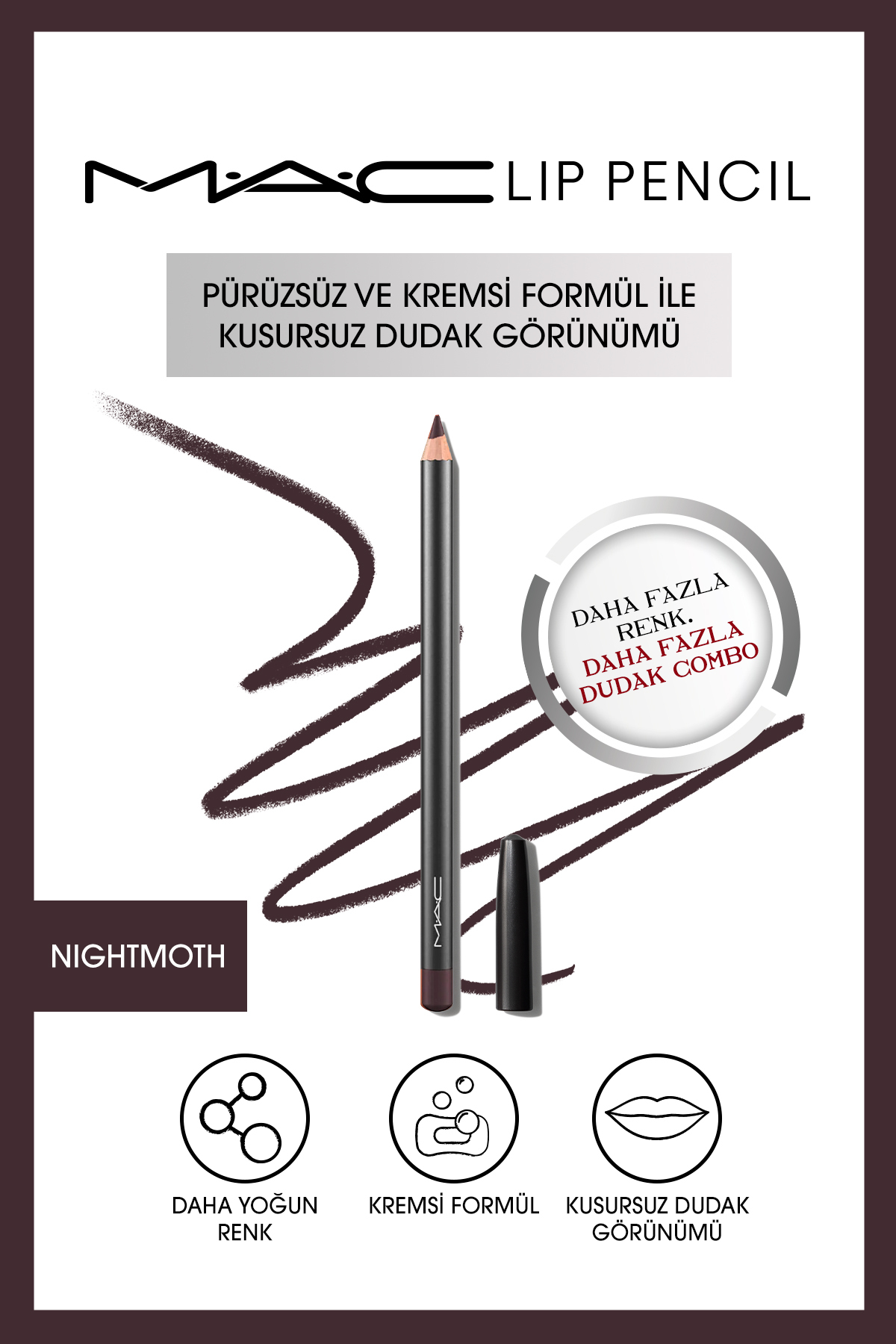 مداد لب Lip Pencil مدل NIGHTMOTH آلو سیاه شده حجم 1.45 میل مک MAC