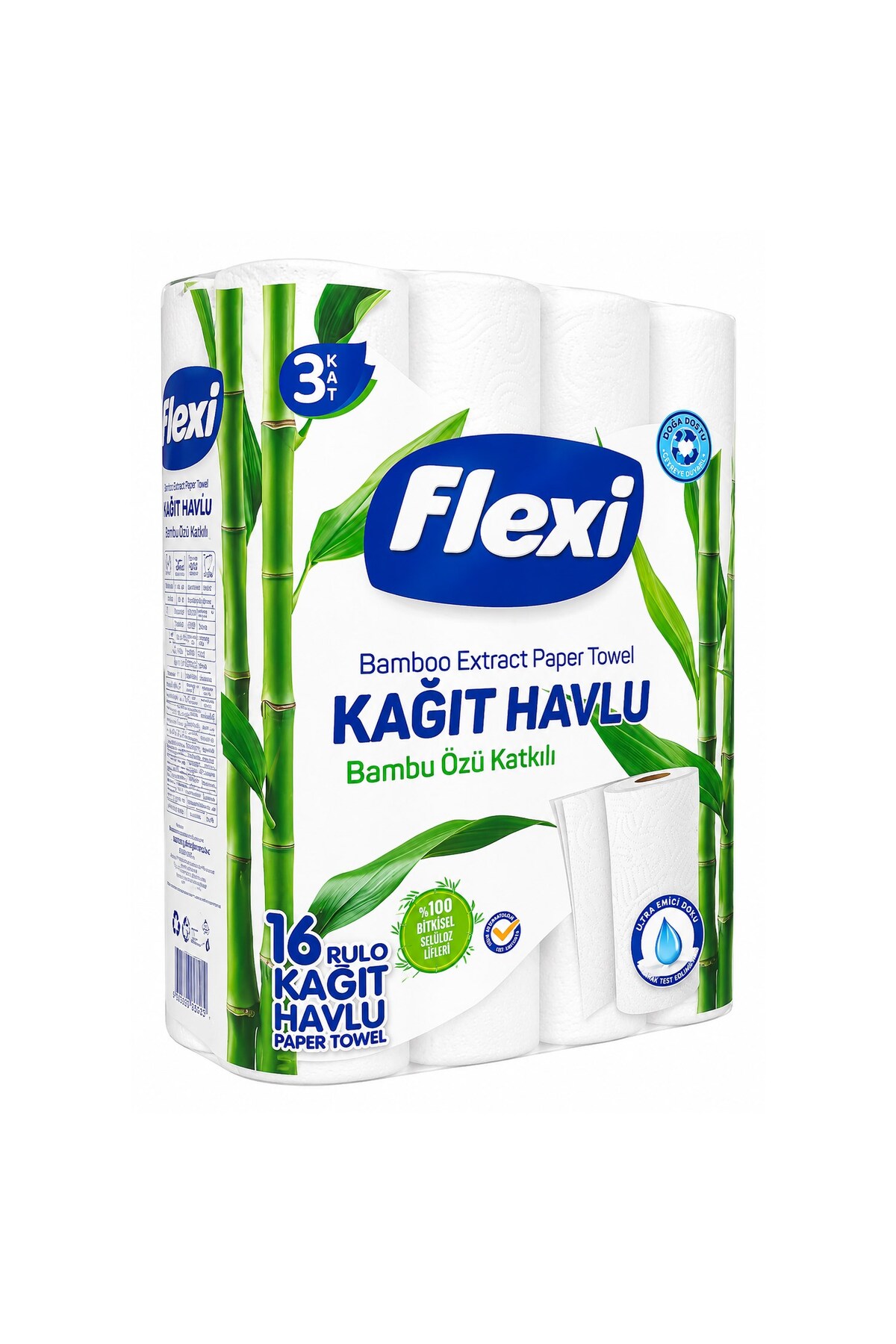 دستمال حوله‌ای کاغذی ۳ لایه با عصاره بامبو، ۱۶ رول فلکسی Flexi
