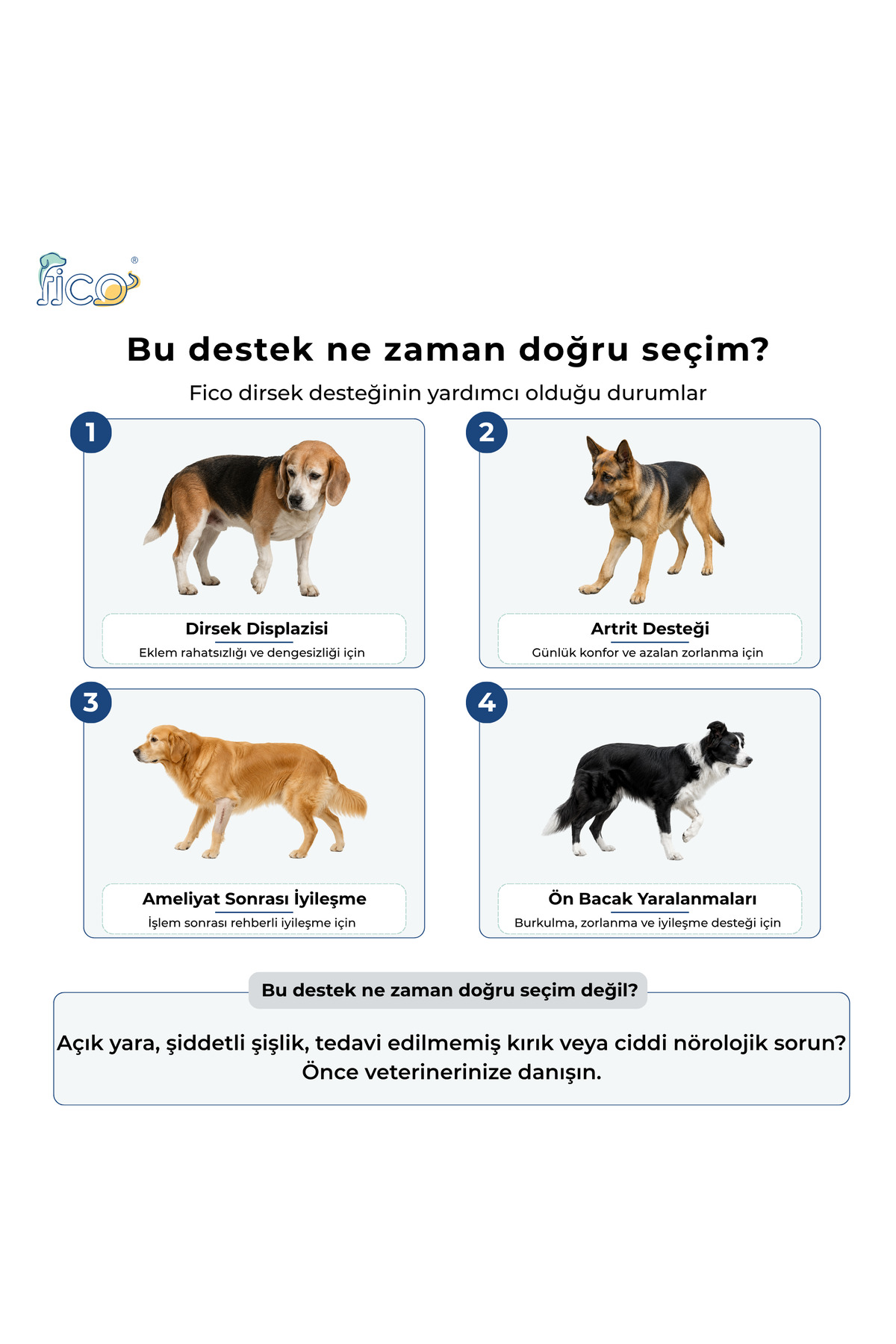 محافظ آرنج پای جلویی چپ سگ فیکو پتس Fico Pets، مدل EB، سرمه‌ای