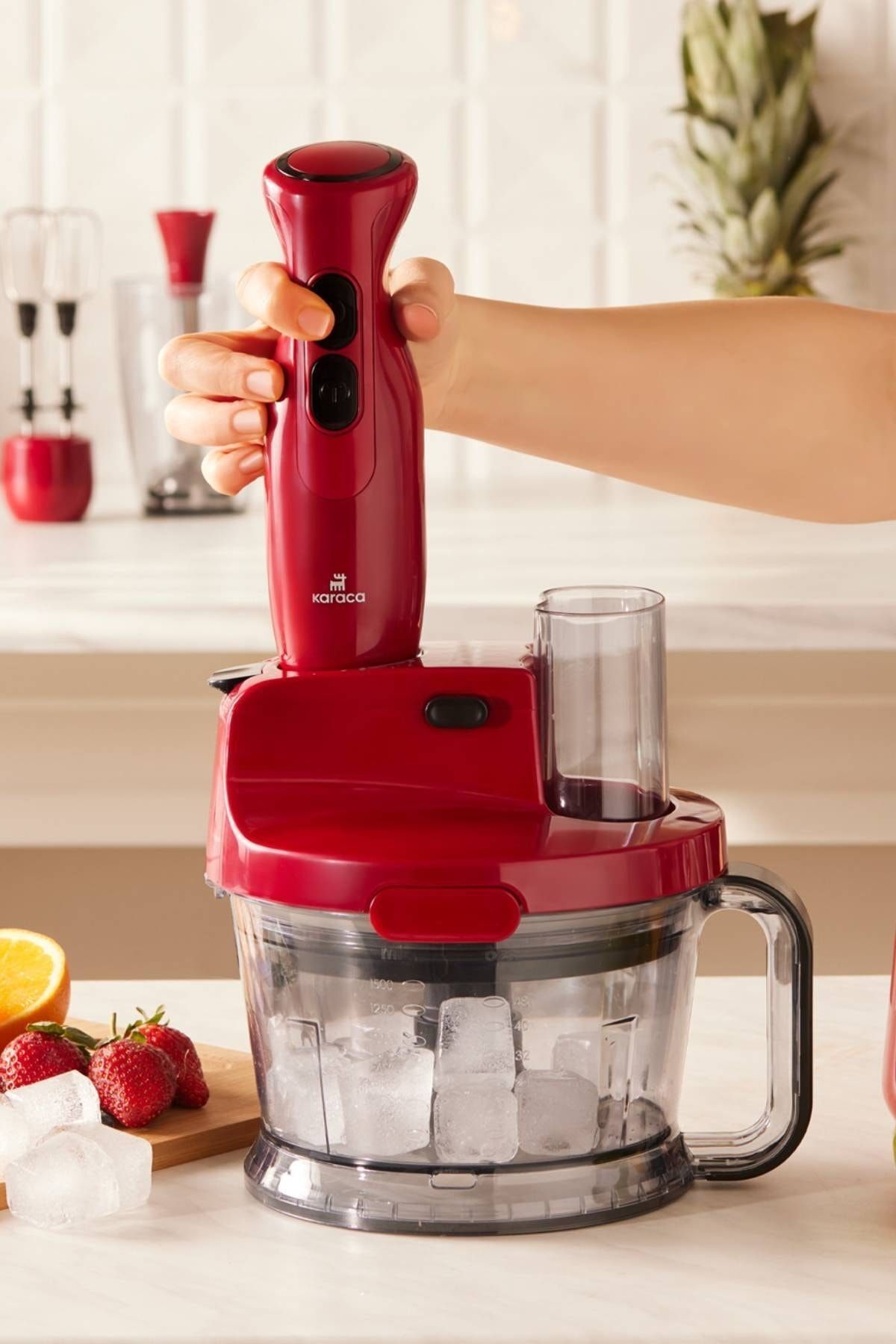 ست مخلوط کن PRO MULTIMAX FOOD PROCESSOR BLENDER SET RED 2000 W 6267SERI اورجینال Karaca