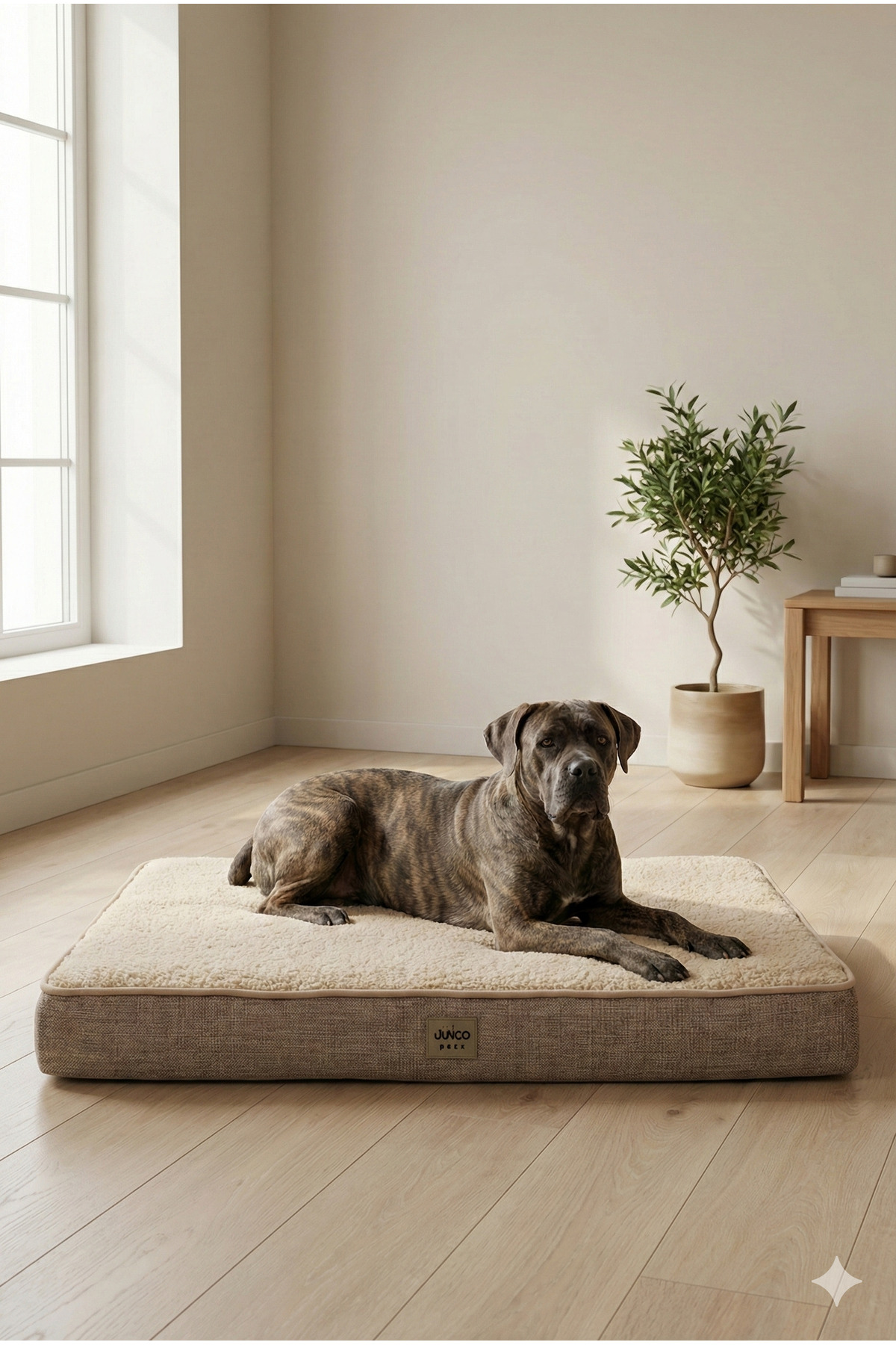 تخت خانگی گربه و سگ جونگولیکا Jungolica Pet Products Jungolica مدل Arthur با فوم ویسکو و روکش جداشونده و ضدآب بژ