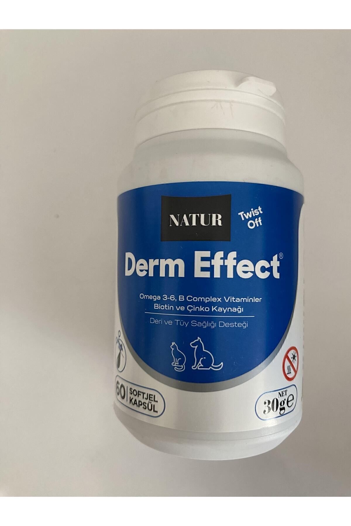 مکمل حمایت از سلامت پوست و مو برای سگ و گربه ناتور Natür Derm Effect، ۶۰ عددی