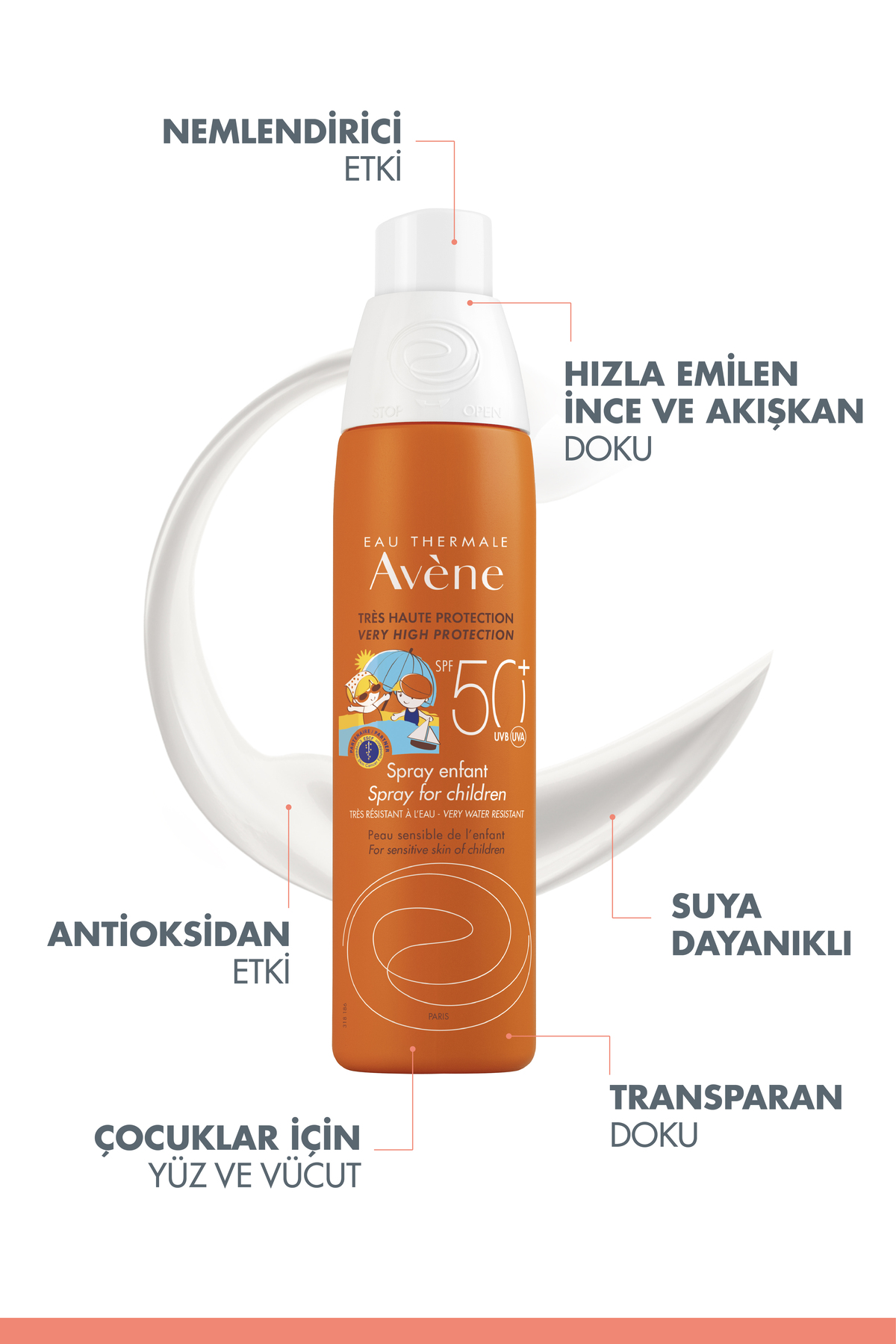 Avene ضدآفتاب SPF 50+ برای کودکان اسپری 200 میلی لیتر