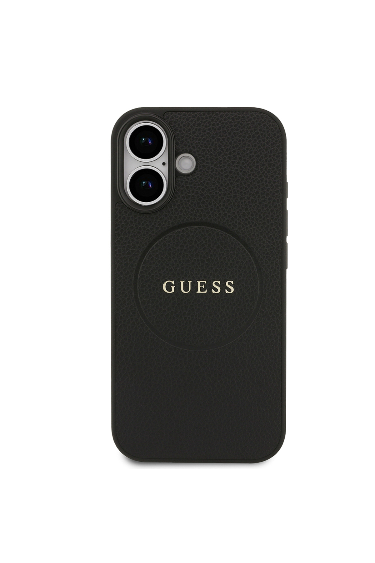 کاور و قاب سازگار با IPHONE 17 اصل دارای مجوز شارژ M SAFE پوشش چرمی PU لوگوی متنی مشکی اورجینال Guess