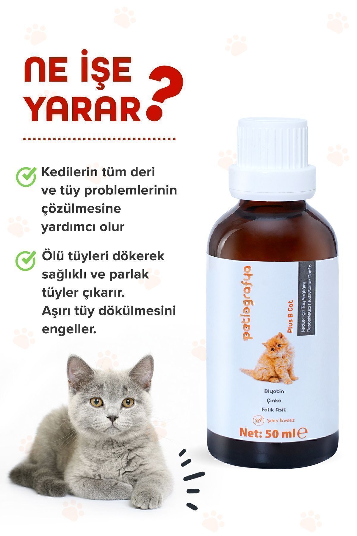 قطره کاهش ریزش و سلامت موی گربه پاتیوگرافیا patiografya، ۵۰ میلی‌لیتر