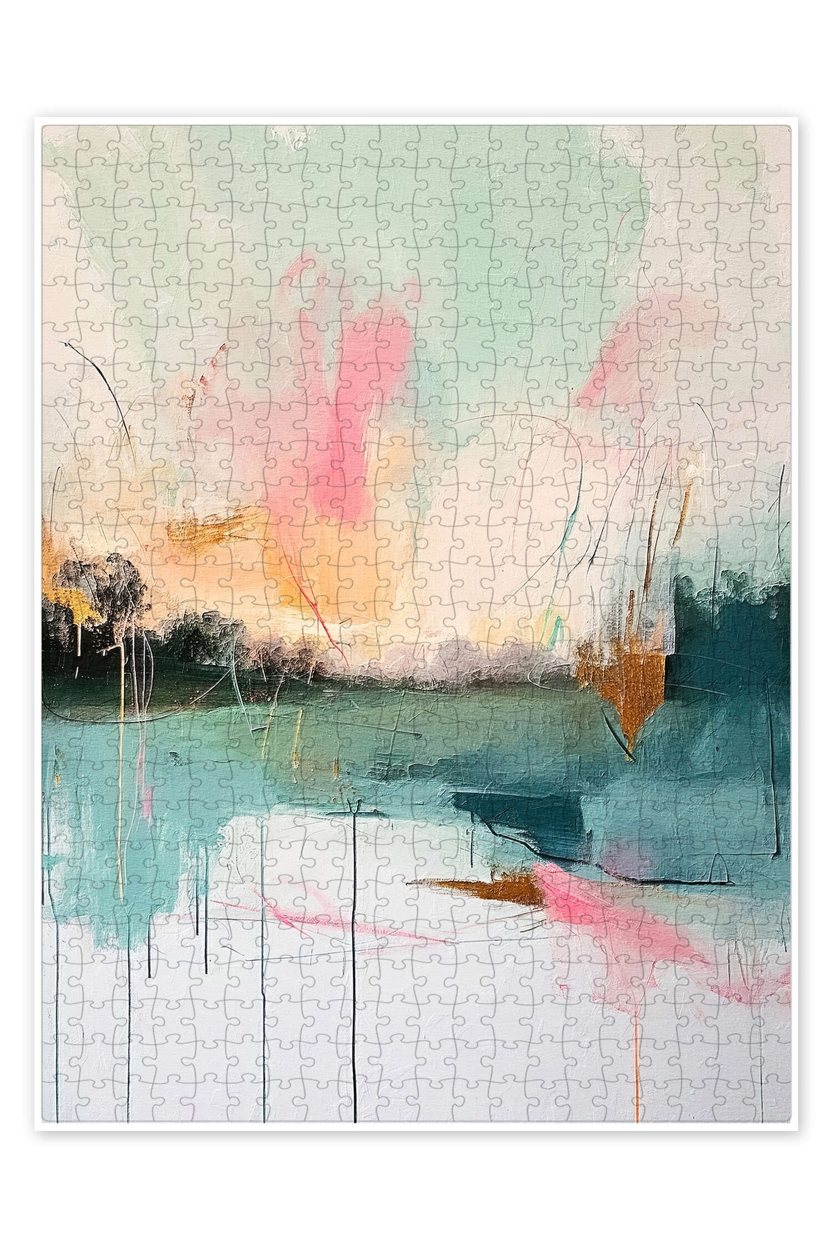 پازل خلاصه SUNRISE VII 500 PIECE PUZZLE اره منبت کاری مویی با موضوع هنر انتزاعی غیرمتعارف از ترکیه Jeronkarji