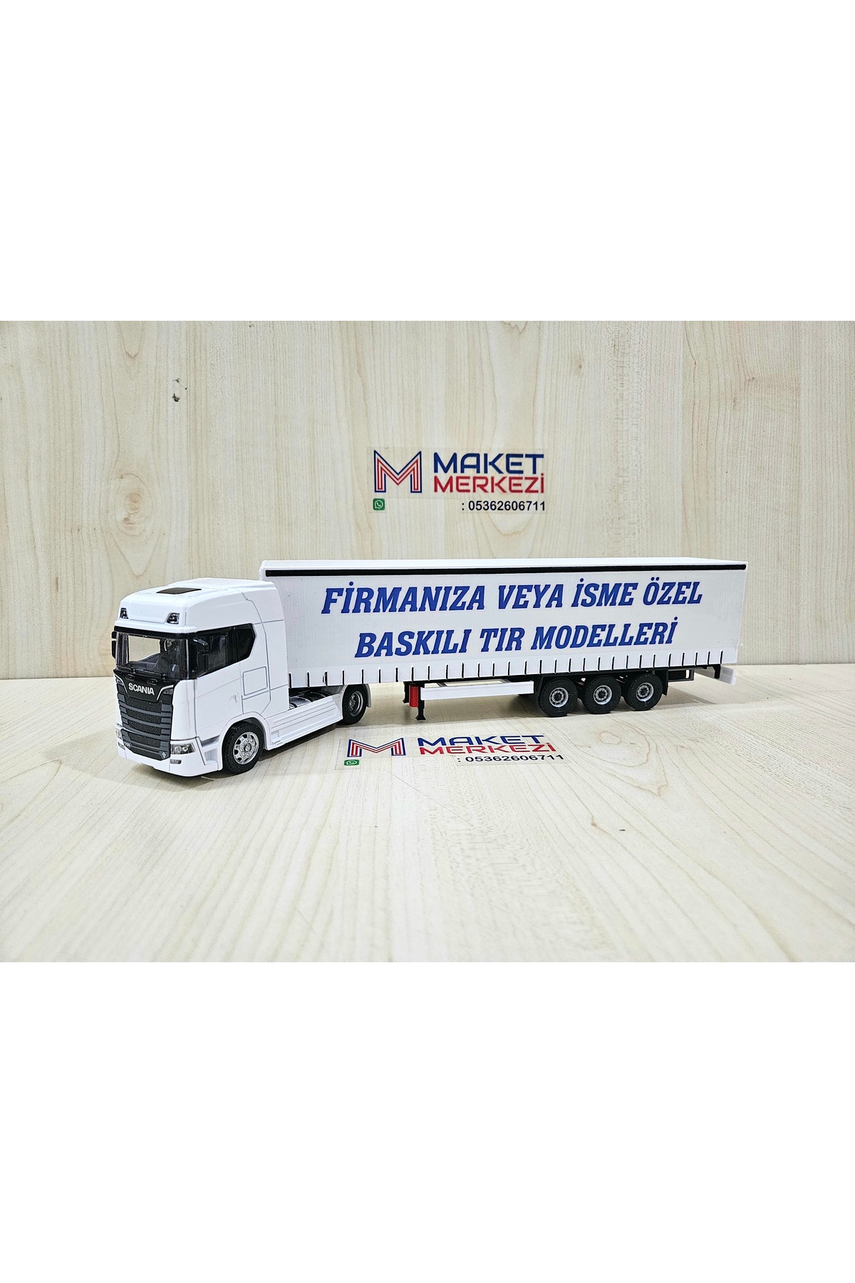 مدل خودرو کامیون SCANIA 770S به طول 33 سانتی متر در مقیاس 1 50 سفید نام شرکت را می توان نوشت اورجینال Maket