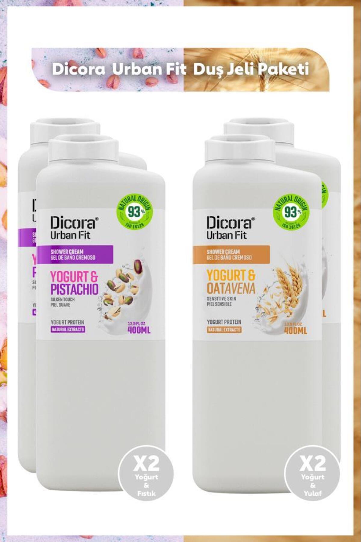 بسته ژل حمام ماست و پسته و ویتامین B، ماست و جو دوسر دیکورا اربن فیت DICORA URBAN FIT