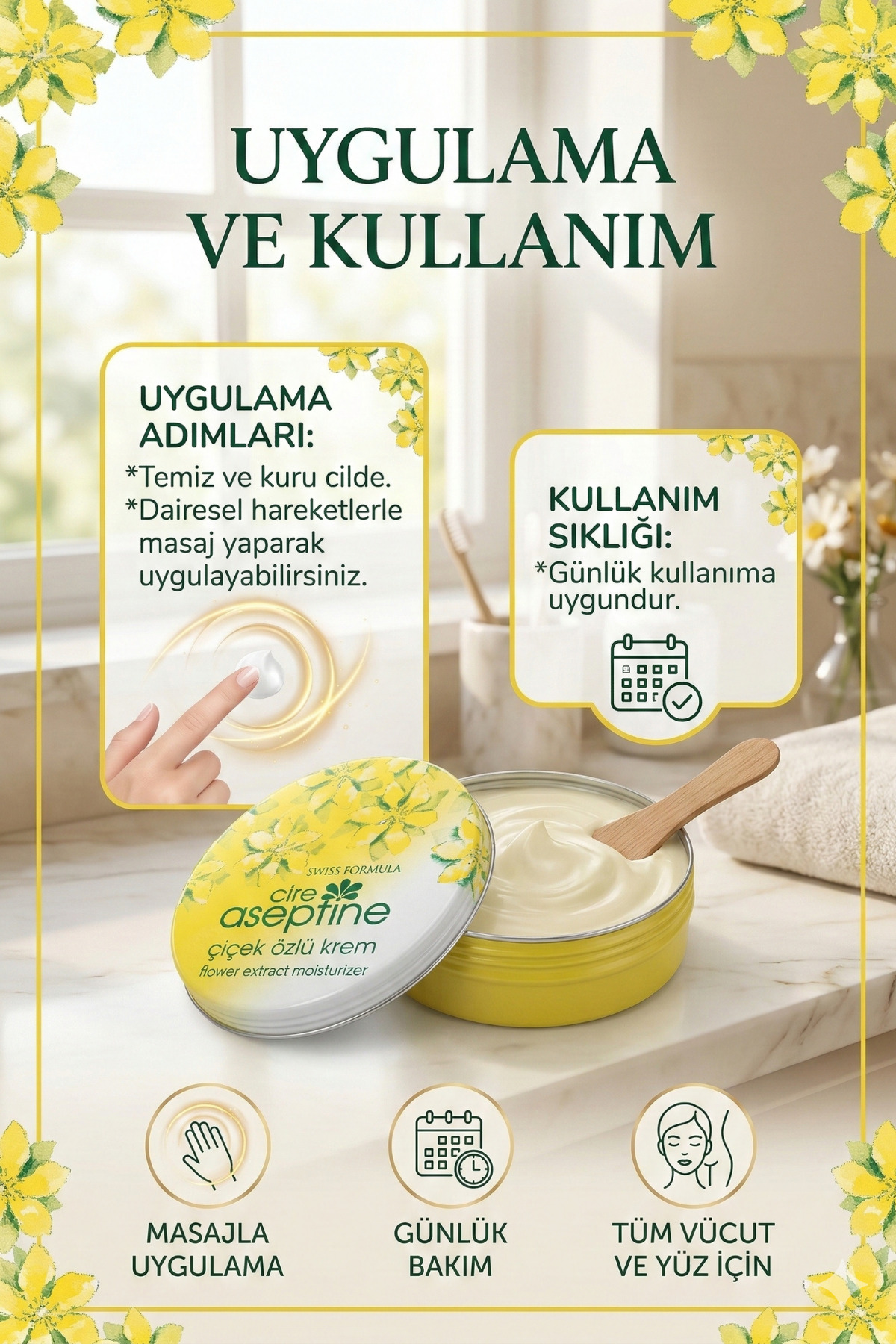 کرم بدن با عصاره گل در قوطی فلزی 250 میلی لیتر مناسب برای مراقبت از پوست CIRE ASEPTINE