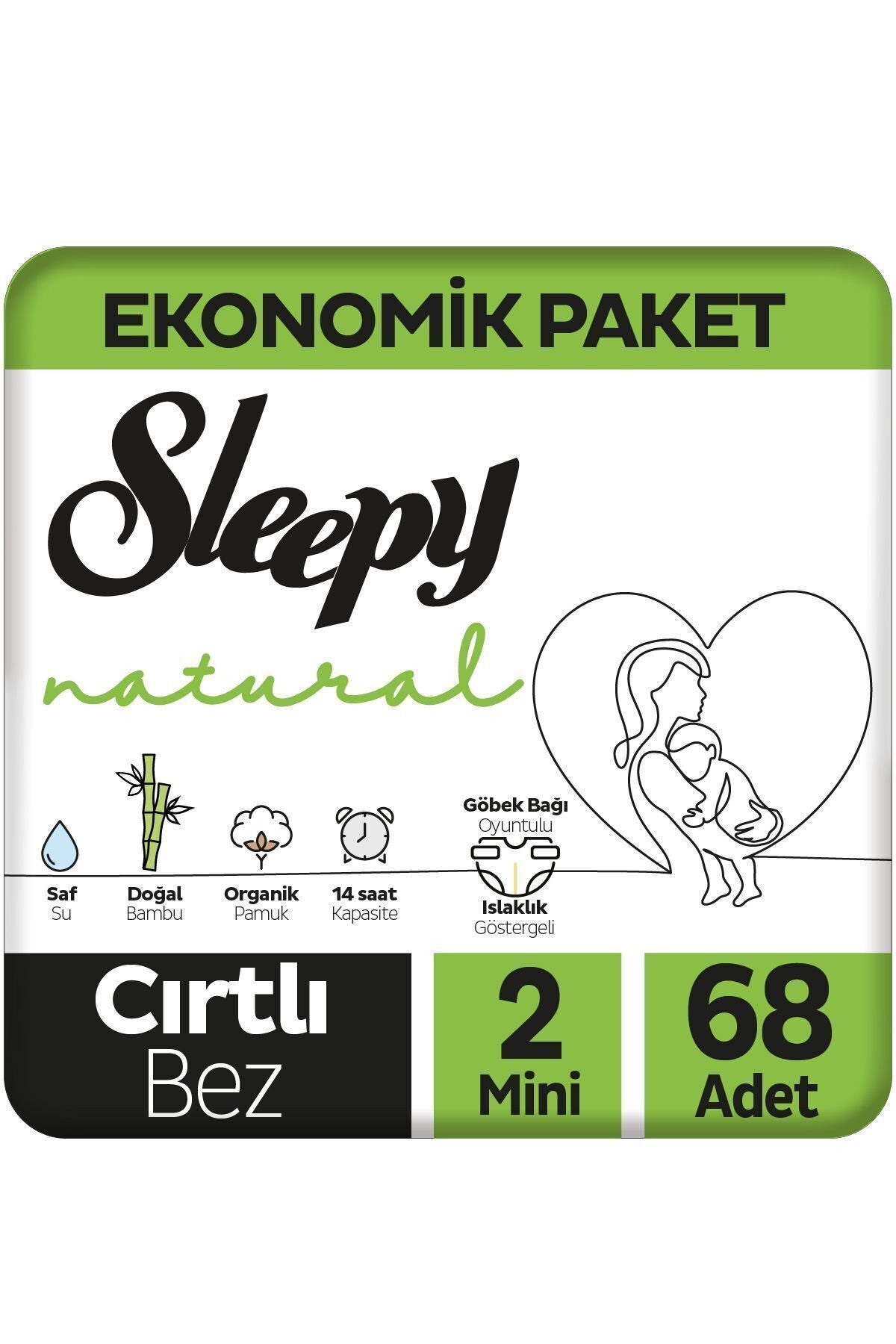 پوشک بچه سایز 2 مینی 68 عددی پکیج طبیعی اقتصادی اورجینال Sleepy