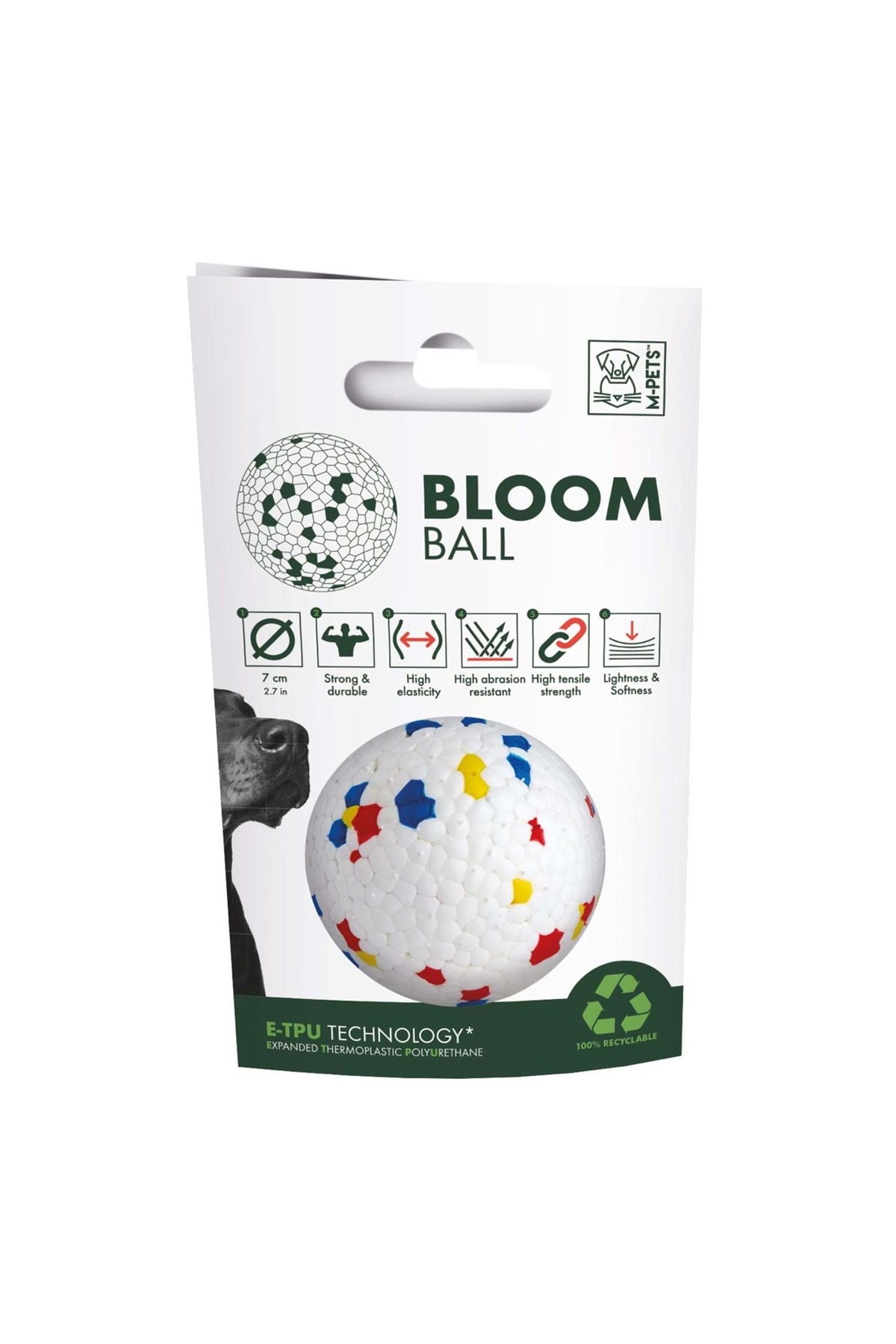 توپ بازی سگ ام‌پتس M-PETS Bloom Ball، چندرنگ، قطر ۷ سانتی‌متر