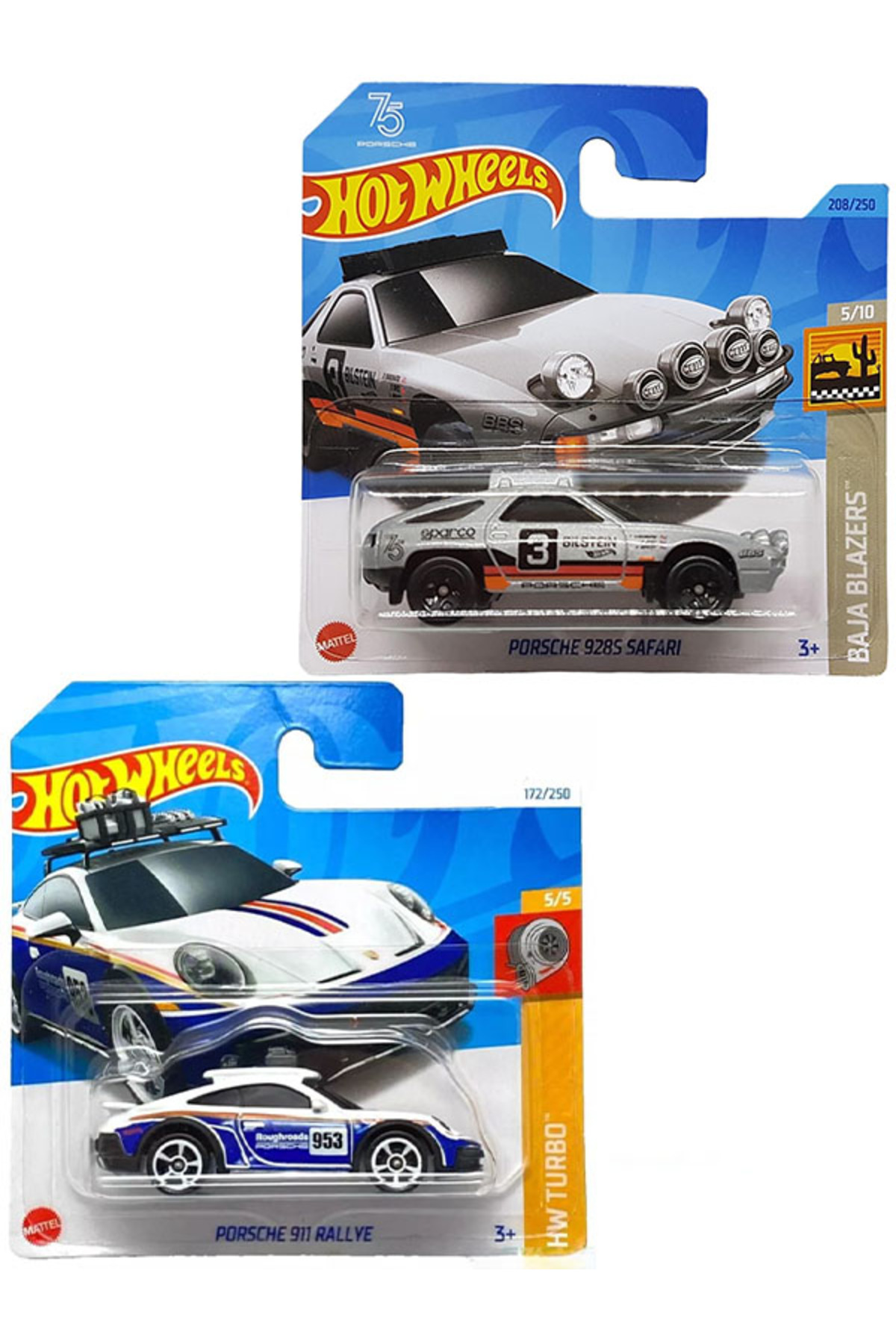 ماشین اسباب بازی 2 وسیله نقلیه PORSCHE 911 RALLYYE & 928S SAFARI 1 64 هات ویلز اورجینال HOT WHEELS