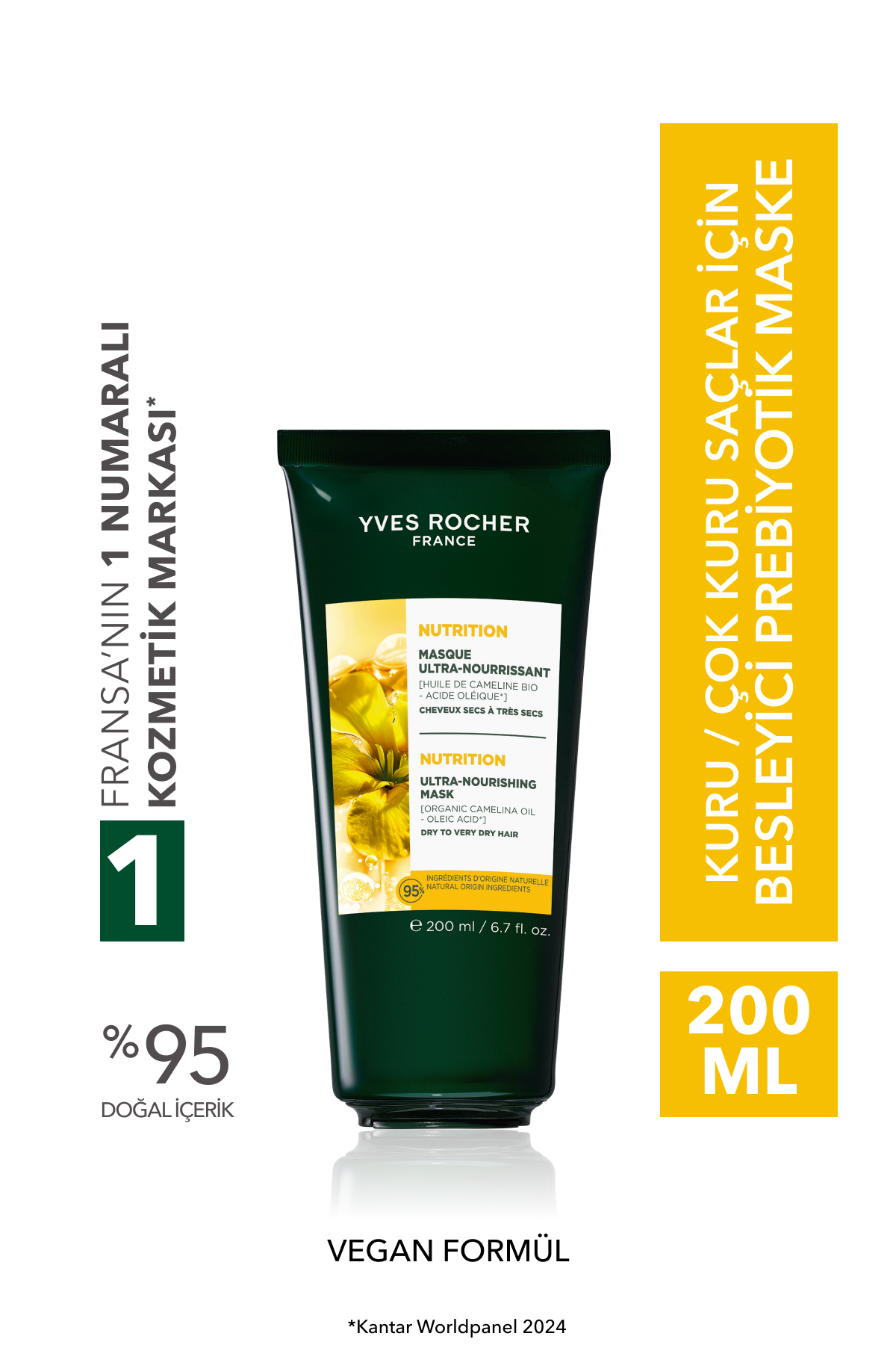 ماسک مو مردانه و زنانه تغذیه پربیوتیک موهای خشک بیش از حد وگان 200 میل Yves Rocher