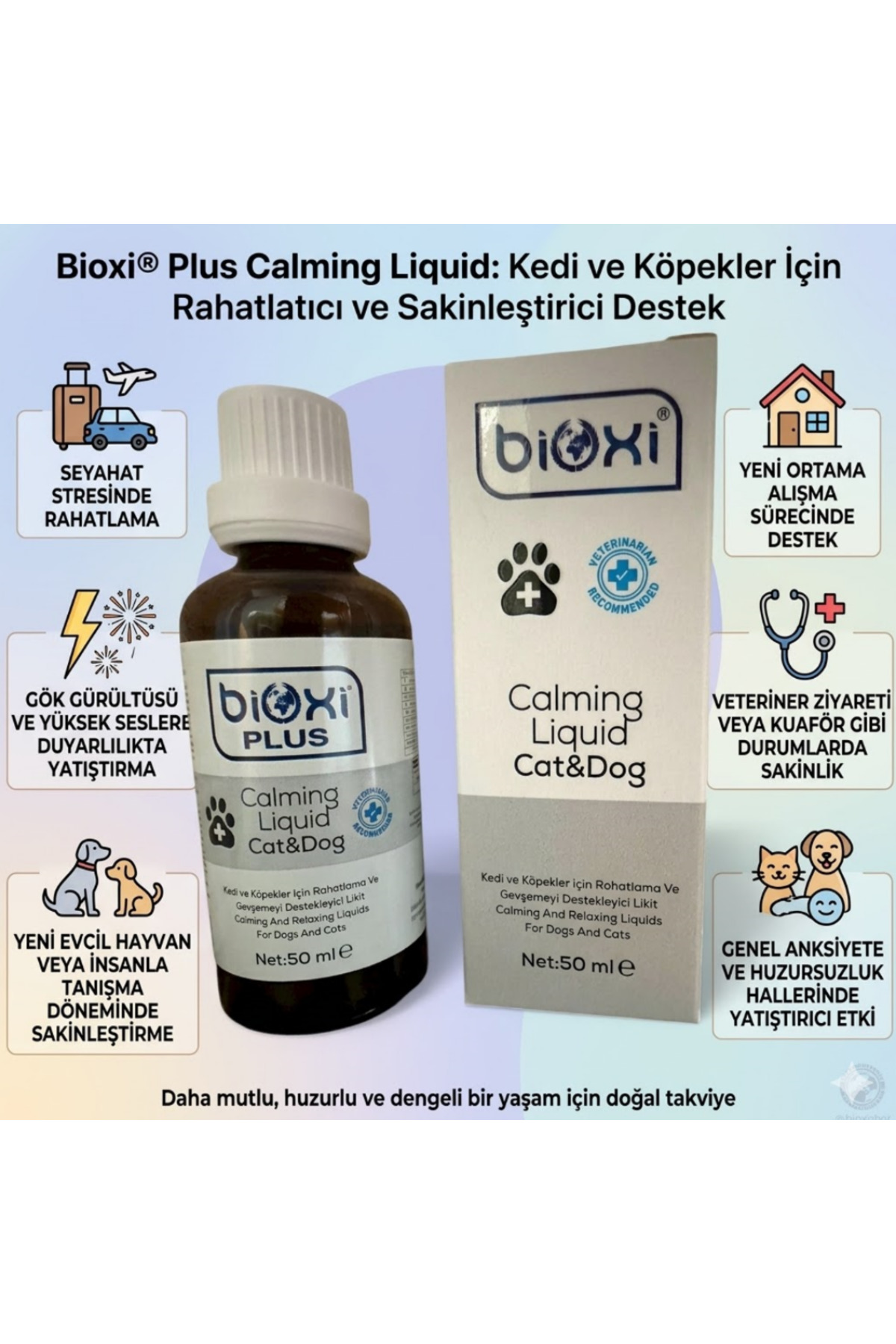 مایع آرام‌بخش گربه و سگ بیوکسی Bioxi Plus Calming Liquid، ۵۰ میلی‌لیتر