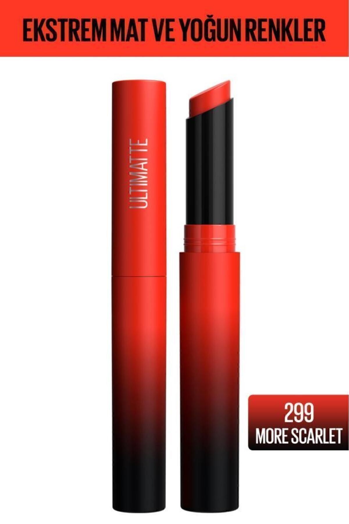 رژ لب مات مایع سنسیشنال التیمیت 299 مور اسکارلت میبلین Maybelline New York