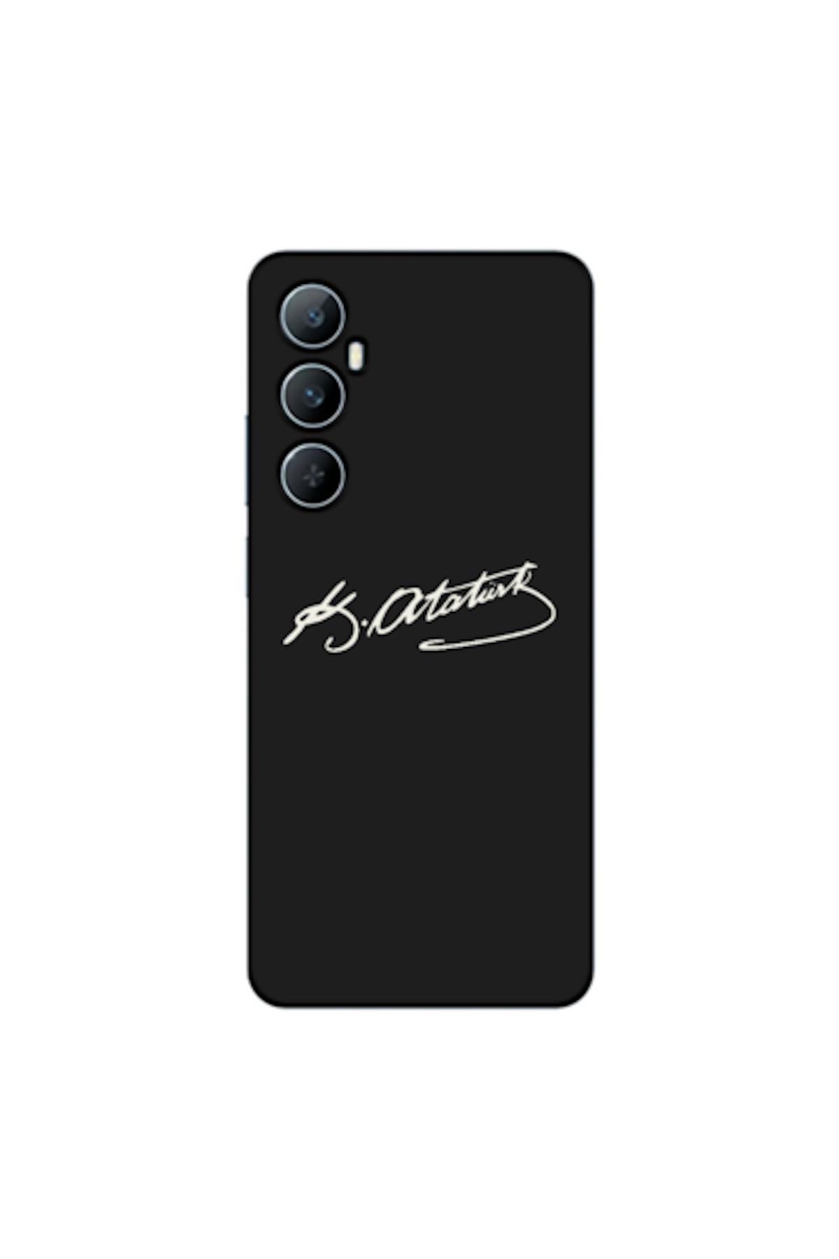 کاور و قاب کیس سازگار با REALME C65 4G سیلیکونی امضای آتاتورک طرح دار اورجینال Zebana